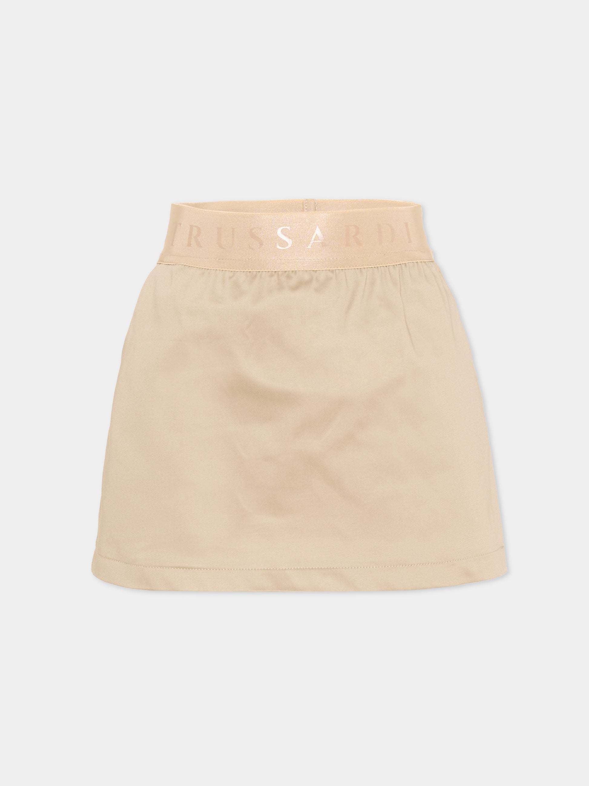 Gonna beige per bambina con logo,Trussardi Junior,TIP26115GO BROWN INCENSE