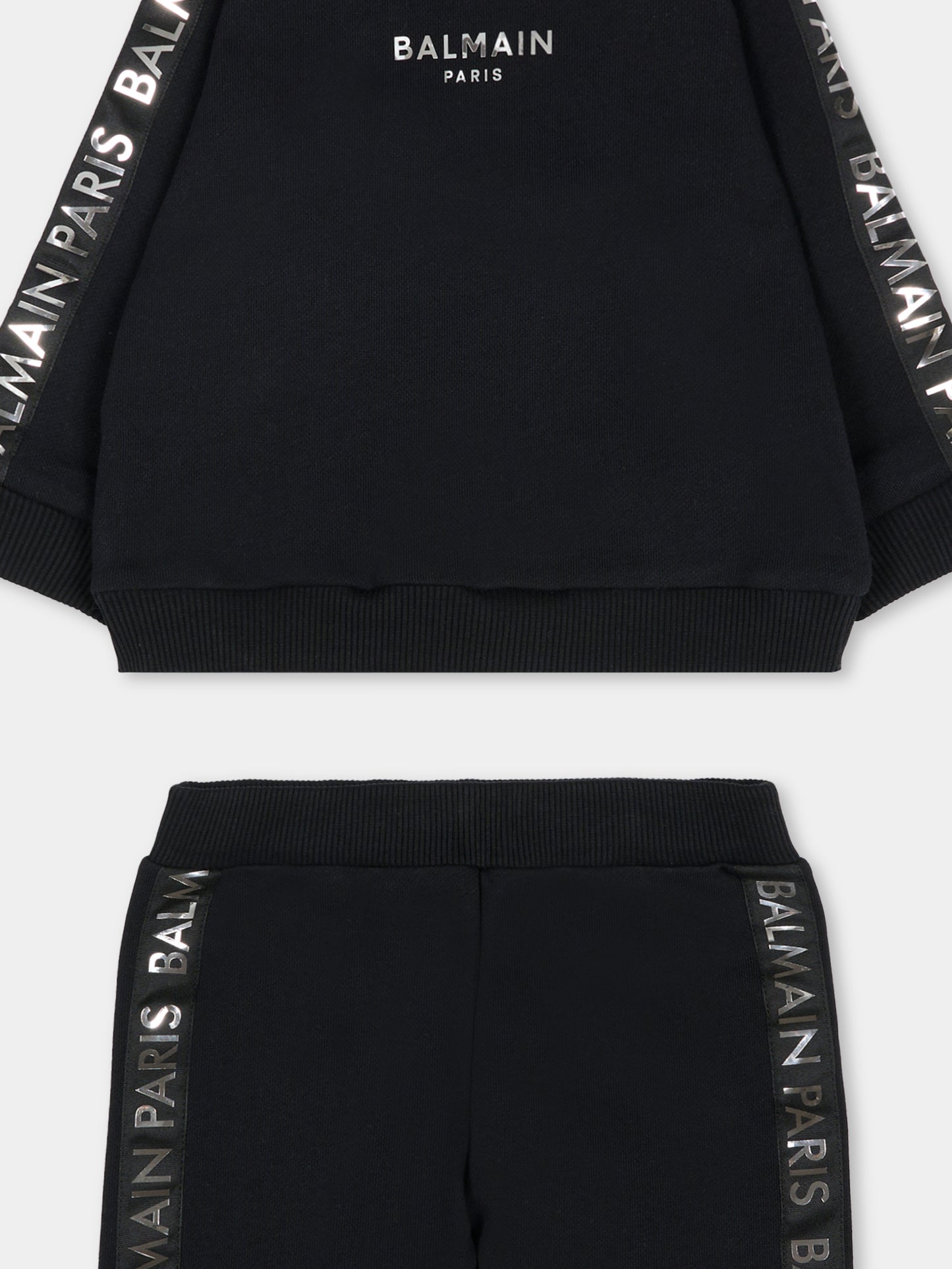 Completo nero per neonato con logo,Balmain Kids,BU3570 Z1753 930AG