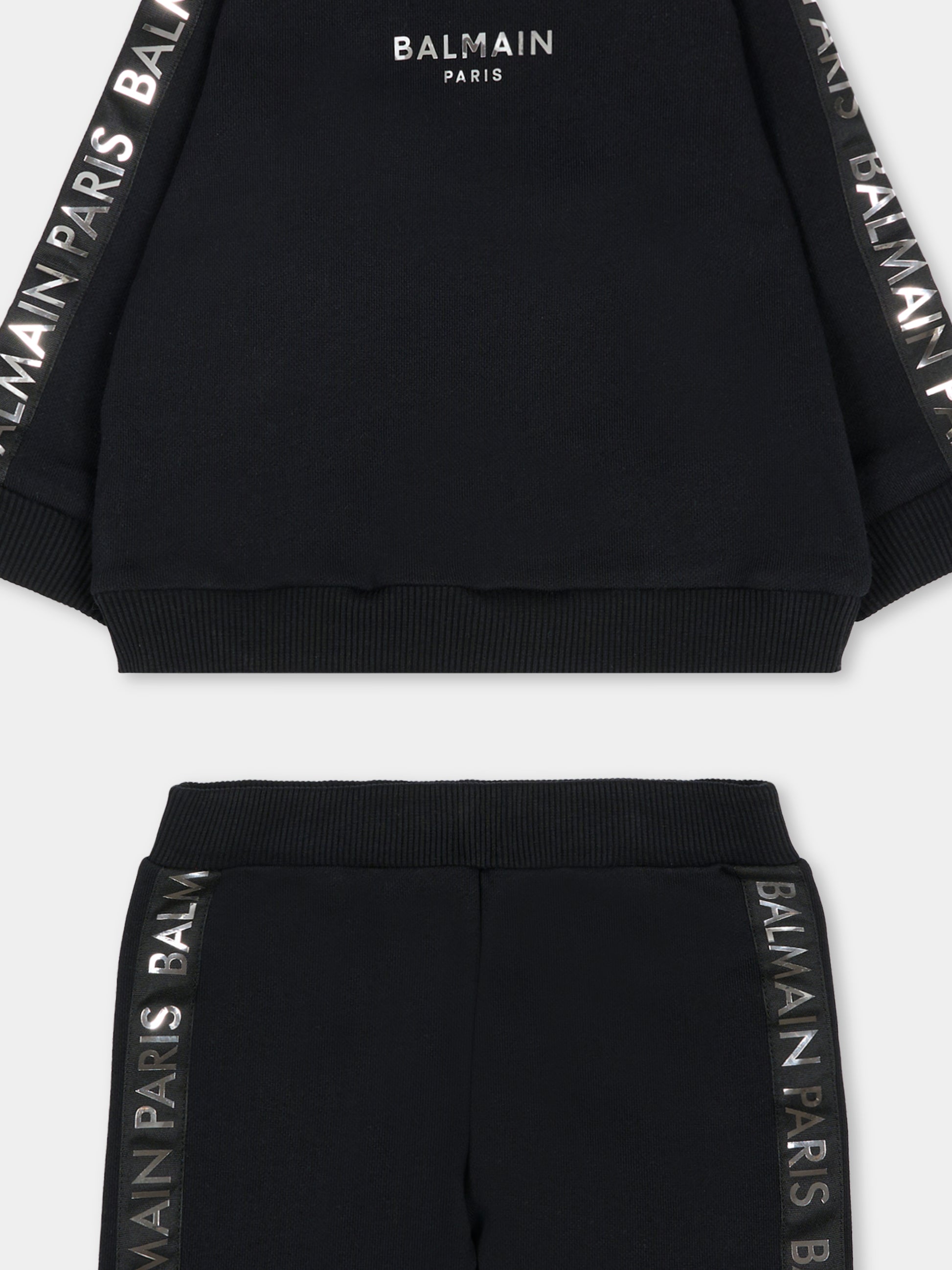 Completo nero per neonato con logo,Balmain Kids,BU3570 Z1753 930AG