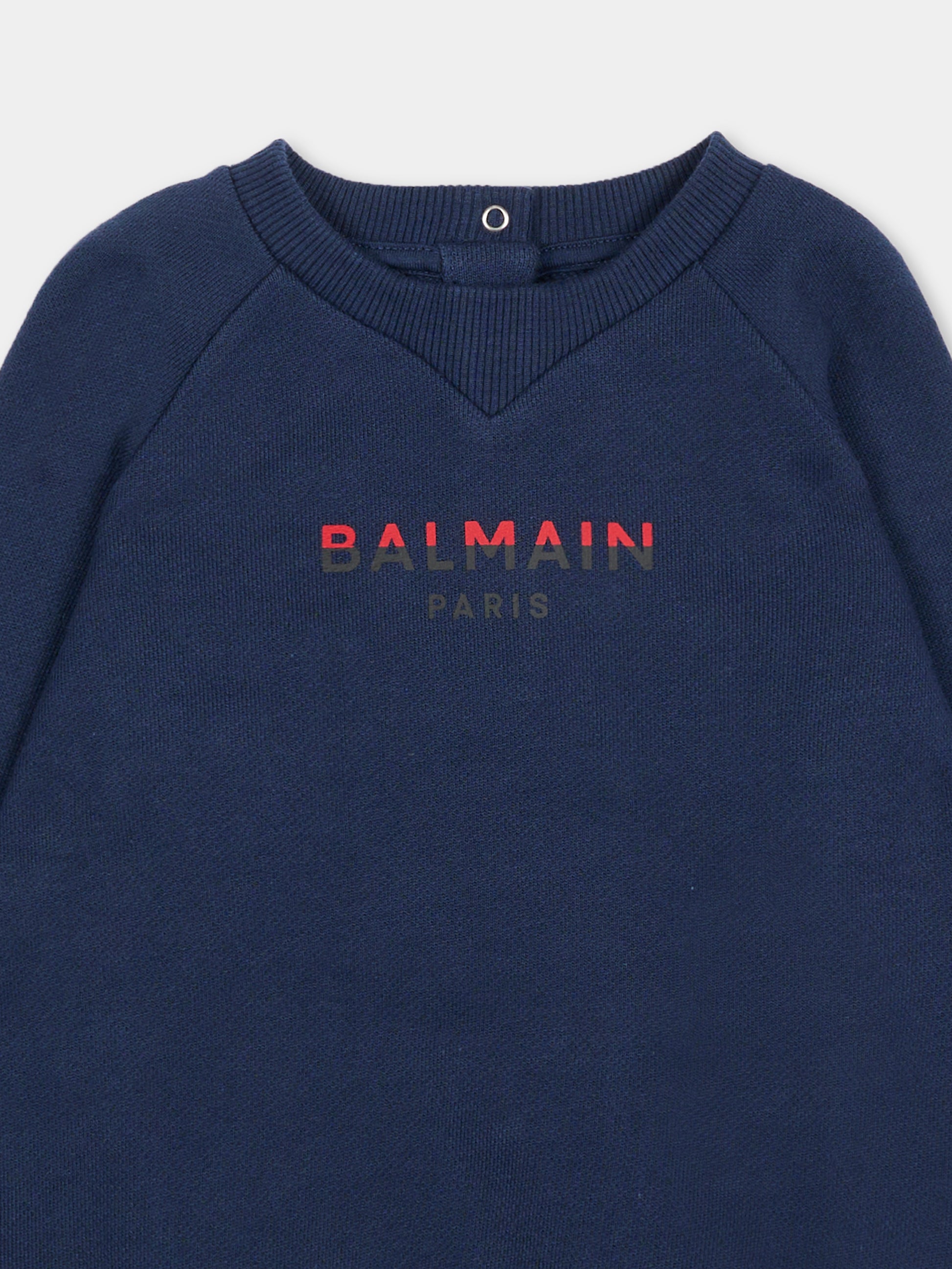 Felpa blu per neonato con logo,Balmain Kids,BU4530 Z0001 649