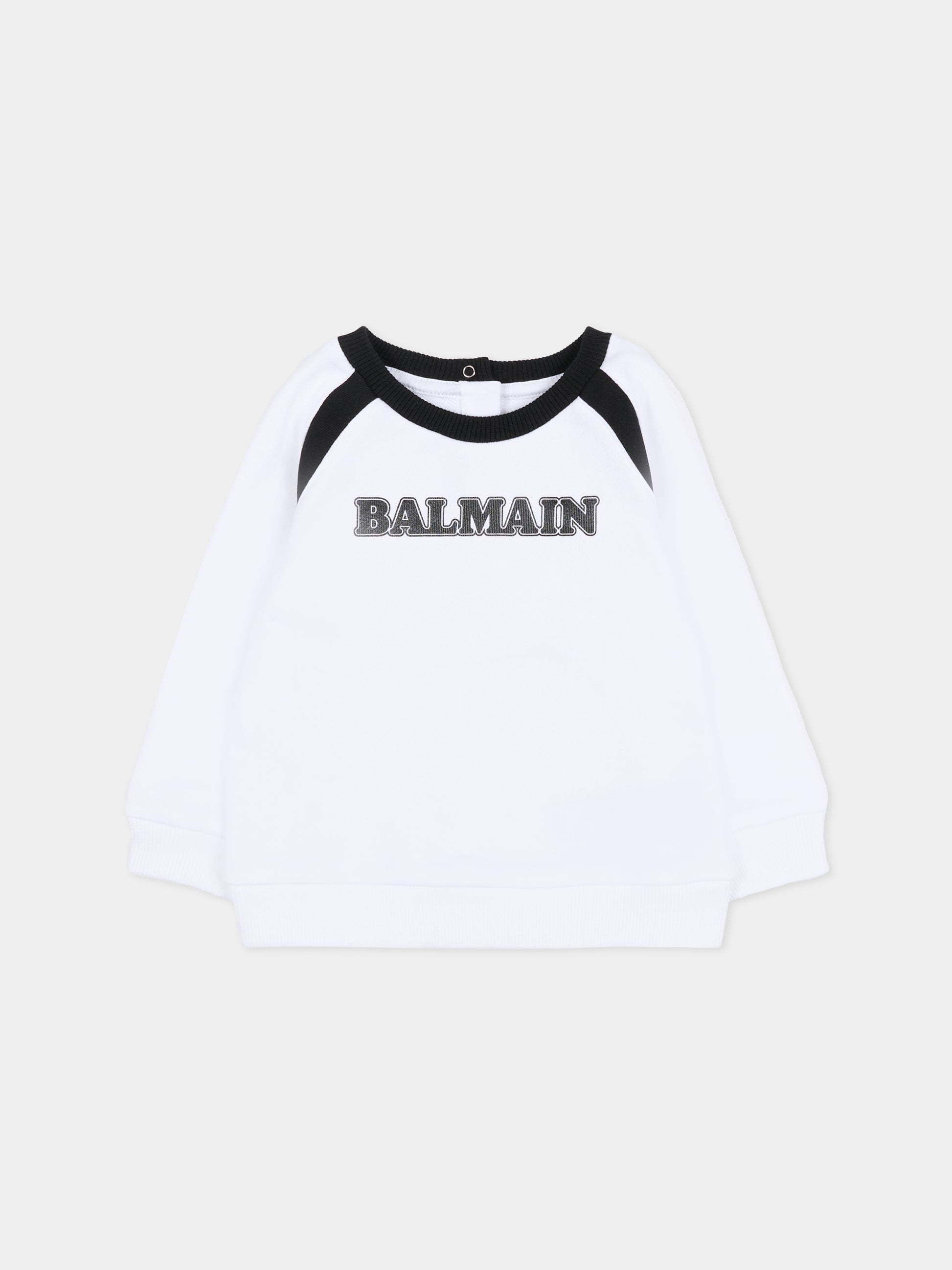 Felpa bianca per neonati con logo,Balmain Kids,BU4580 Z0081 100NE