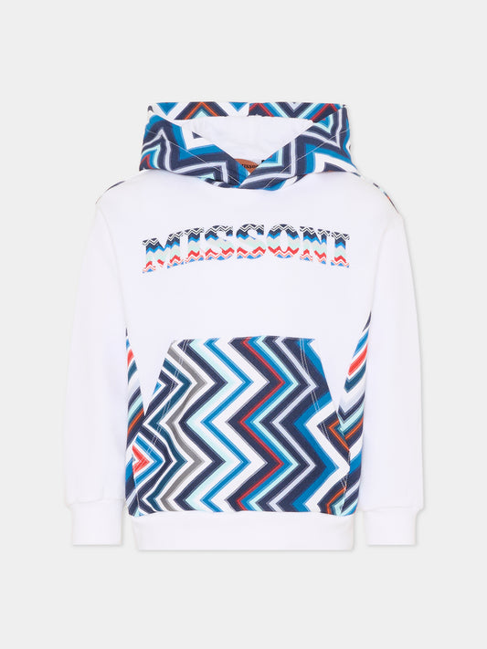 Felpa bianca per bambini con logo,Missoni,MU4P80 F0061 100MC