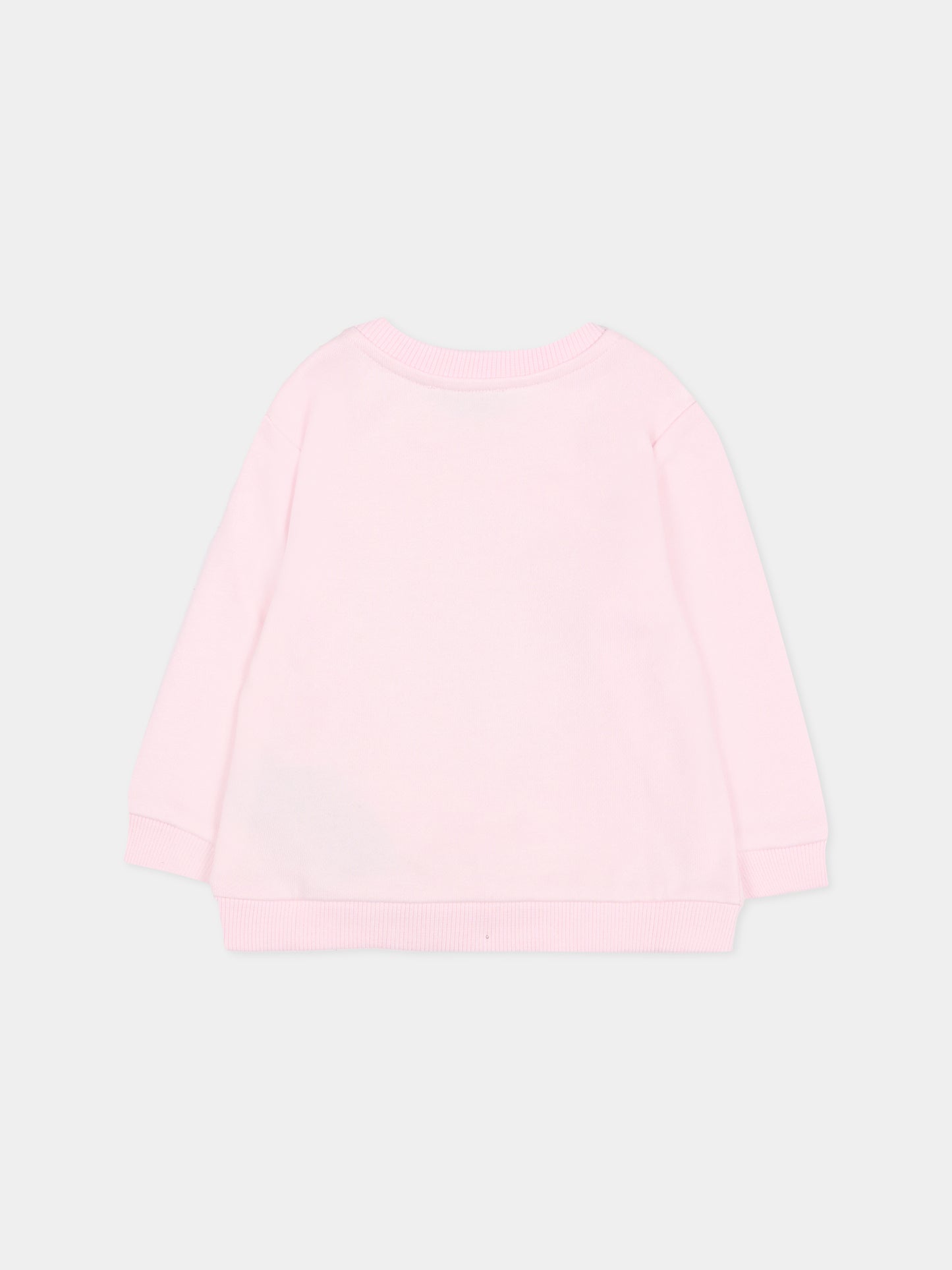 Felpa rosa per neonata con logo,Balmain Kids,BS4540 Z0081 540
