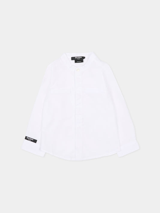 Camicia bianca per neonato con logo,Balmain Kids,BS5510 P0013 100
