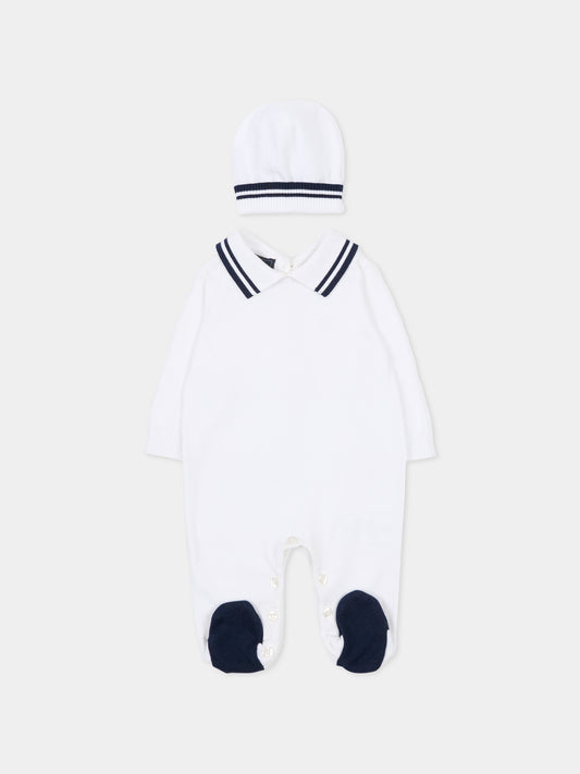 Set bianco per neonato con logo,Fay Kids,FSB520 X0005 100BL