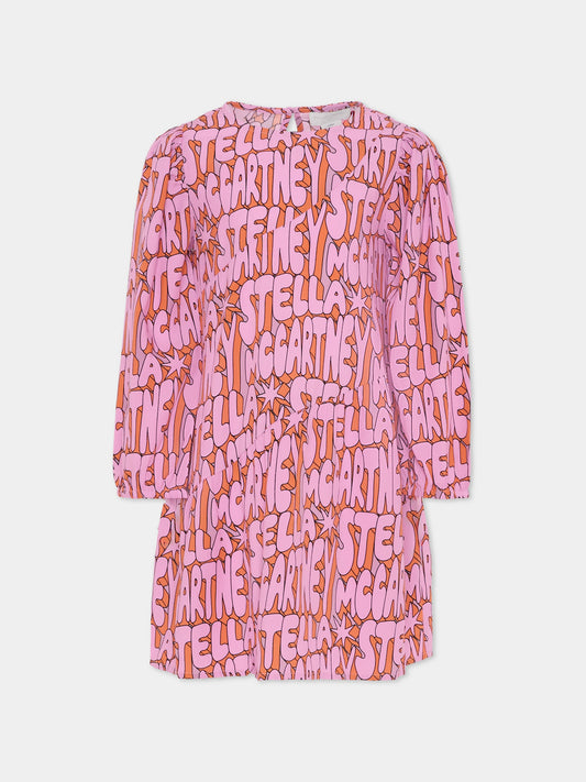 Vestito multicolor per bambina con logo,Stella Mccartney Kids,TV1C20 Z2072 557MC