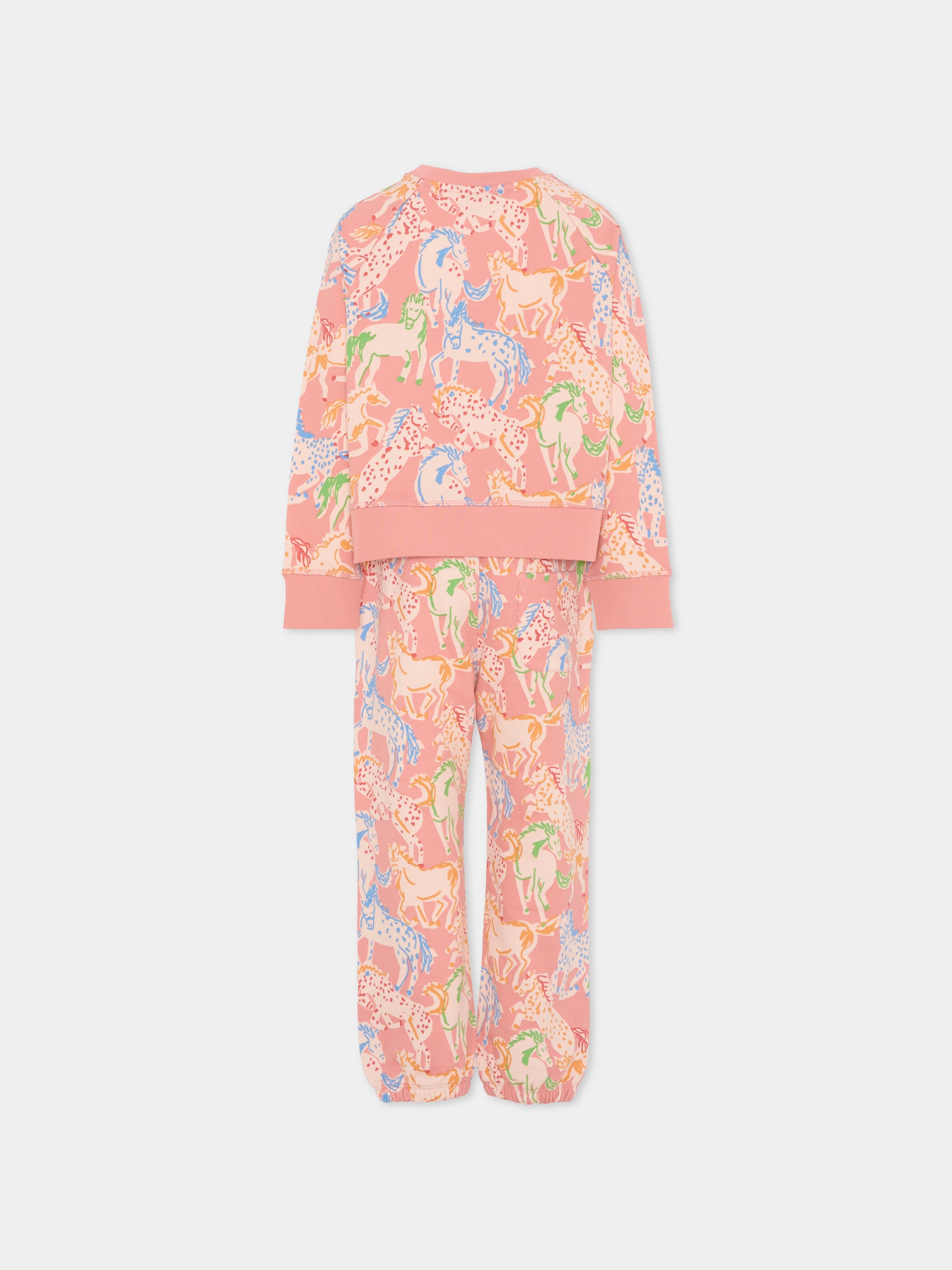 Completo rosa per bambina con stampa cavalli,Stella Mccartney Kids,TV3A70 Z2014 50UMC