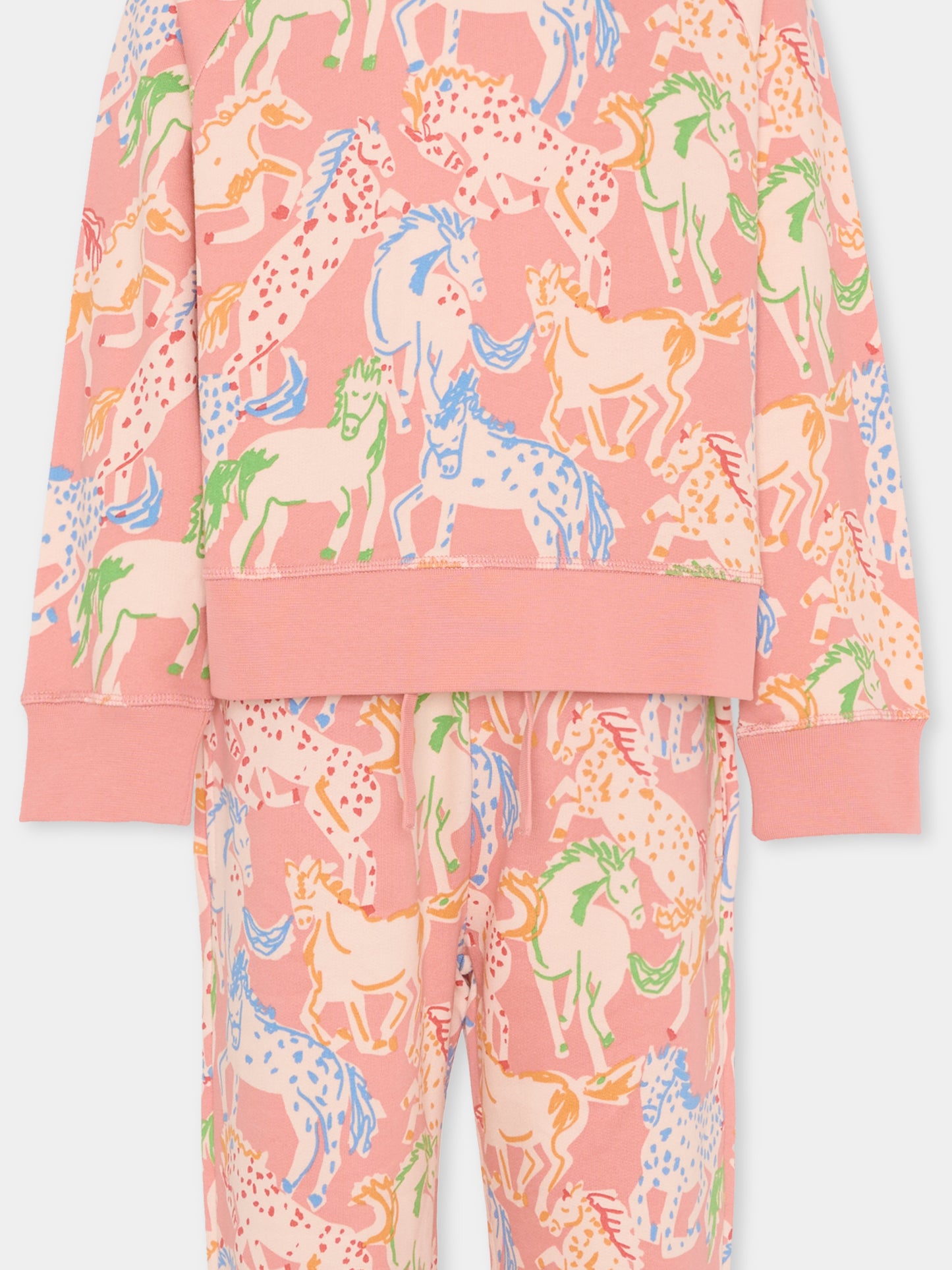 Completo rosa per bambina con stampa cavalli,Stella Mccartney Kids,TV3A70 Z2014 50UMC