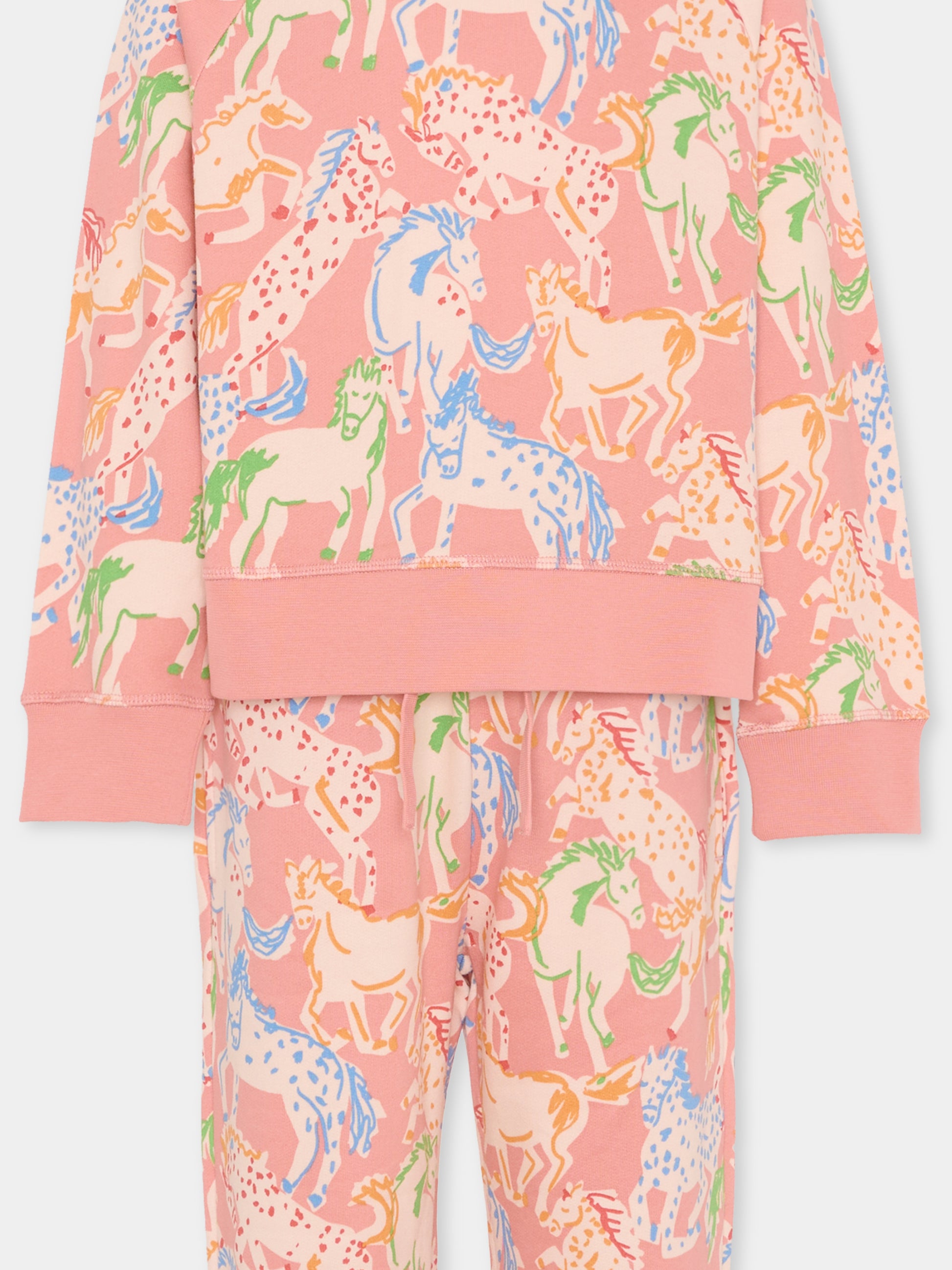 Completo rosa per bambina con stampa cavalli,Stella Mccartney Kids,TV3A70 Z2014 50UMC