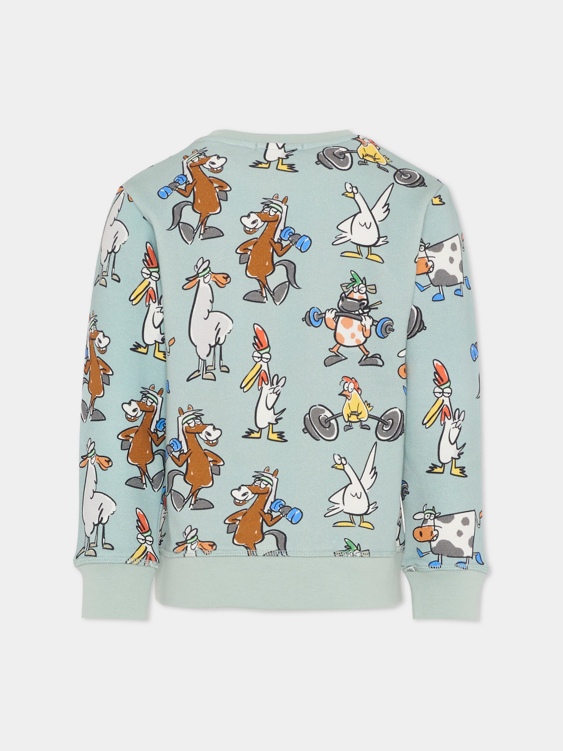 Felpa verde per bambino con stampa animali,Stella Mccartney Kids,TV4R20 Z2133 710MC