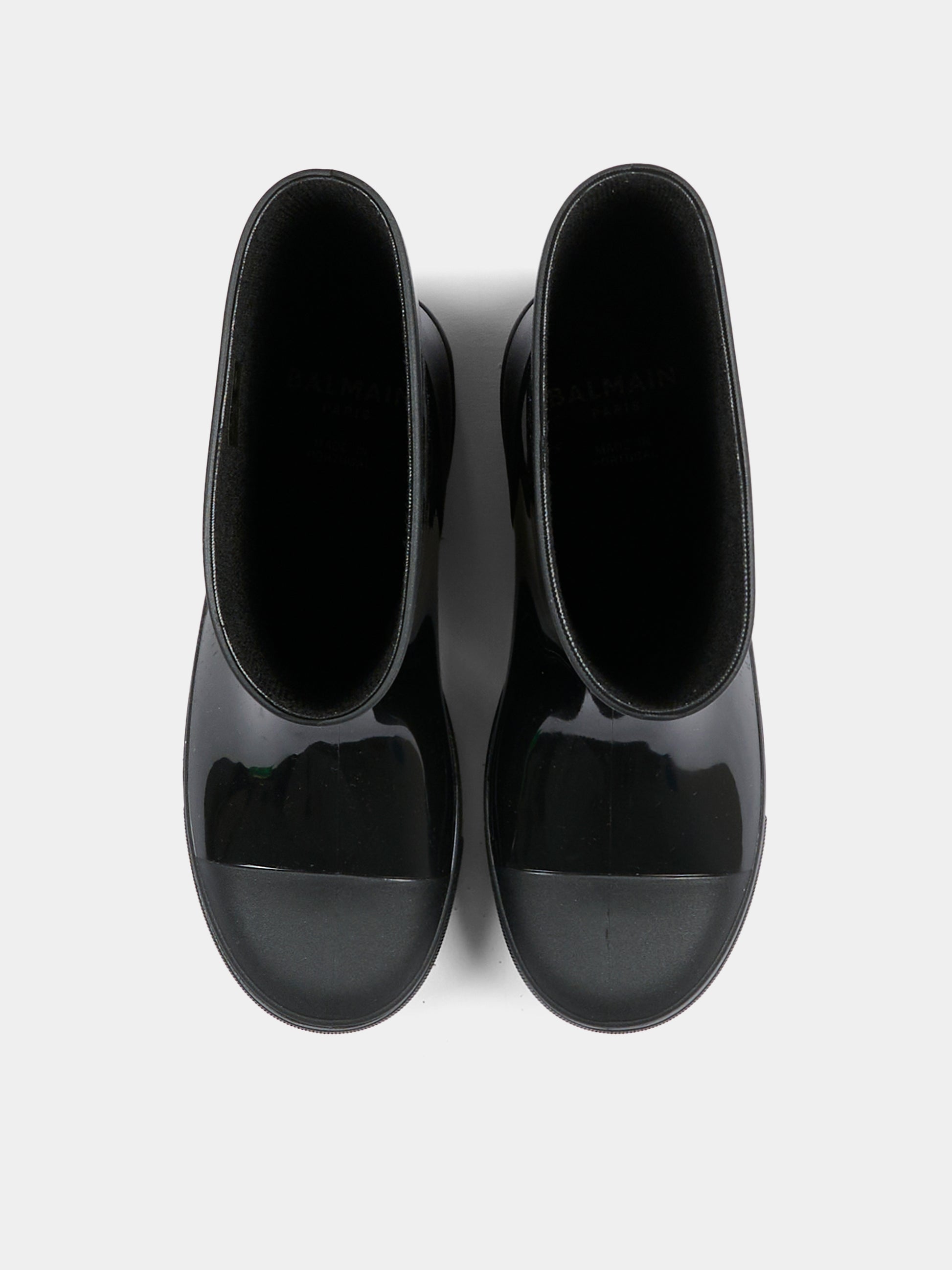 Stivali pioggia neri per bambina con logo,Balmain Kids,BT0S26 Z1831 930AG