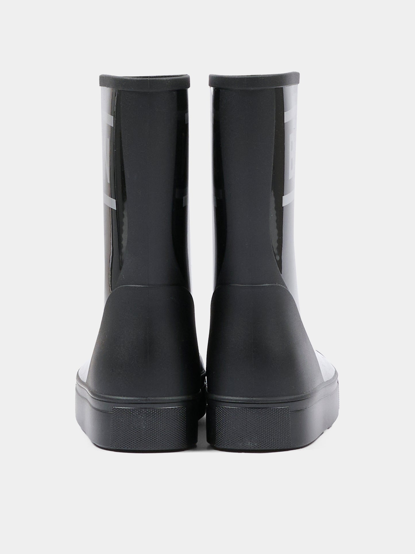 Stivali pioggia neri per bambina con logo,Balmain Kids,BT0S26 Z1831 930AG