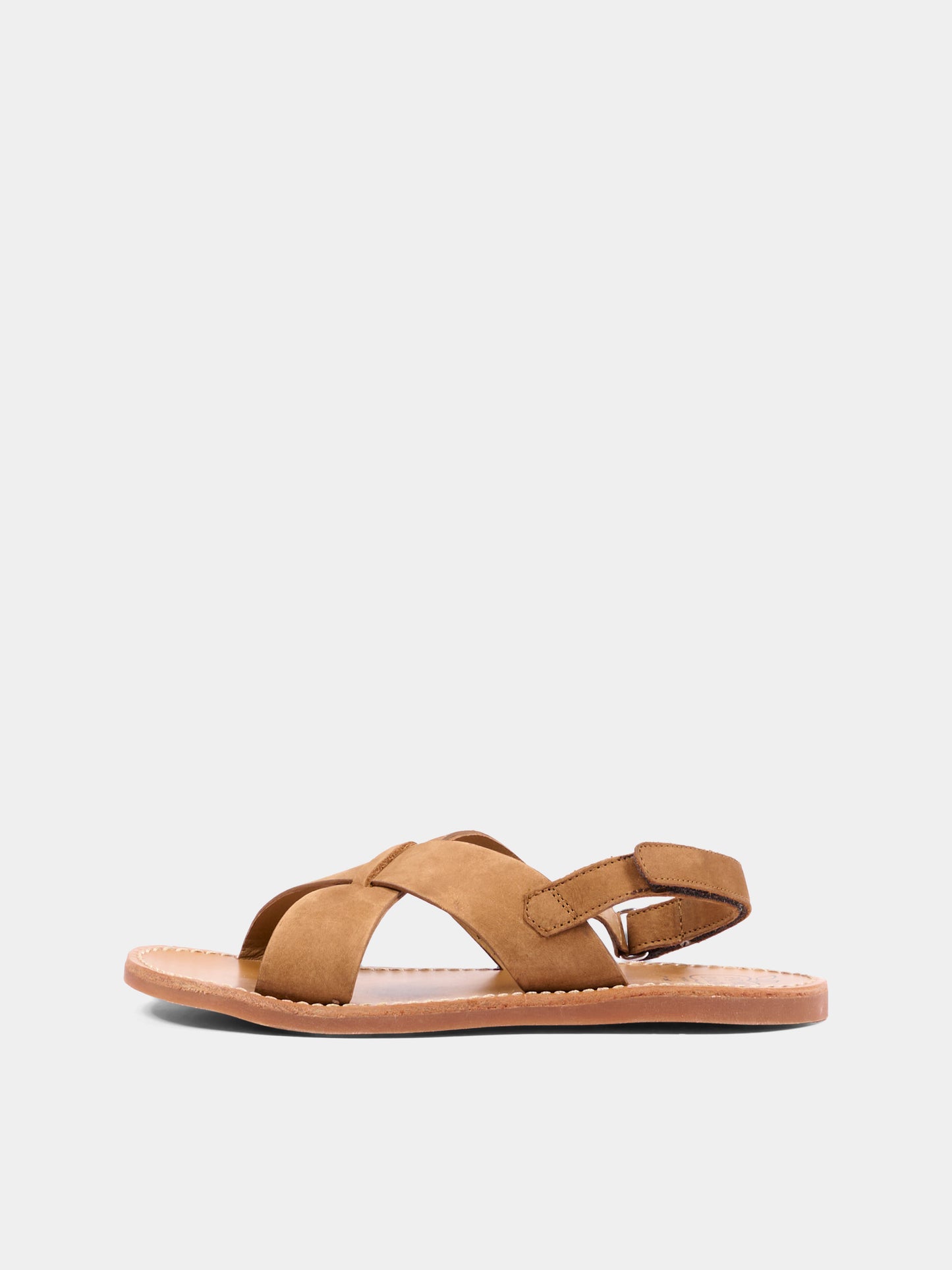 Sandali marroni per bambini in nabuck,Pom D'api,U 1 EA NU04 01 COGNAC