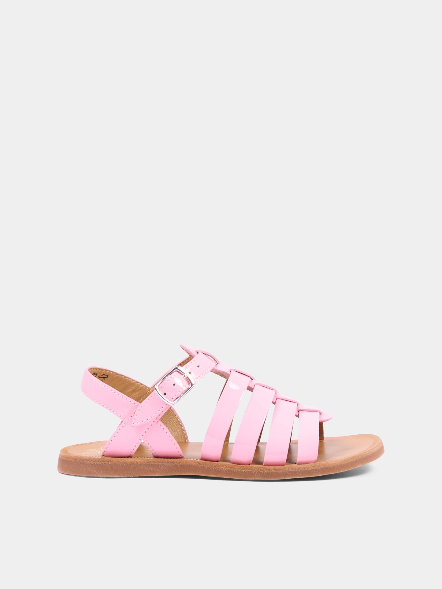 Sandali rosa per bambina in vernice,Pom D'api,U 1 FA VR04 12 PINK CANDY