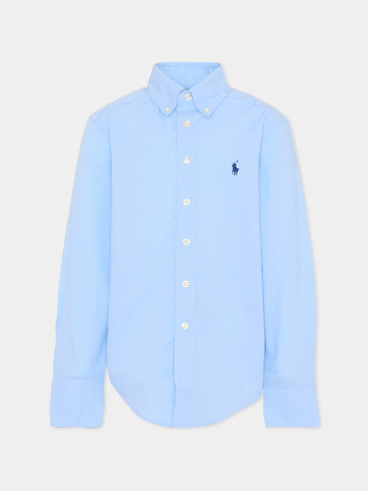 Camicia celeste per bambino con Pony,Ralph Lauren Kids,952199500