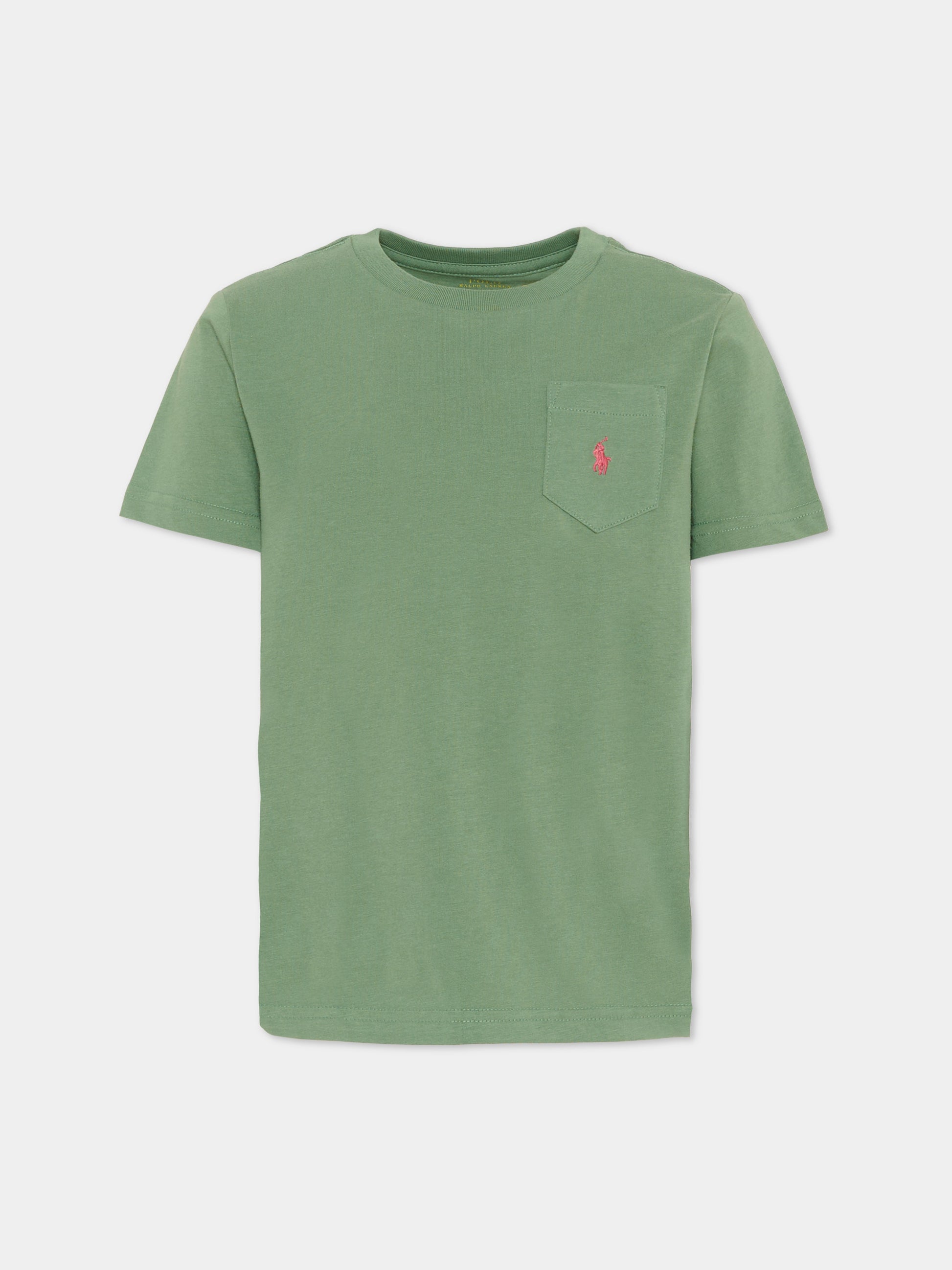 T-shirt verde per bambino con Pony,Ralph Lauren Kids,970333503