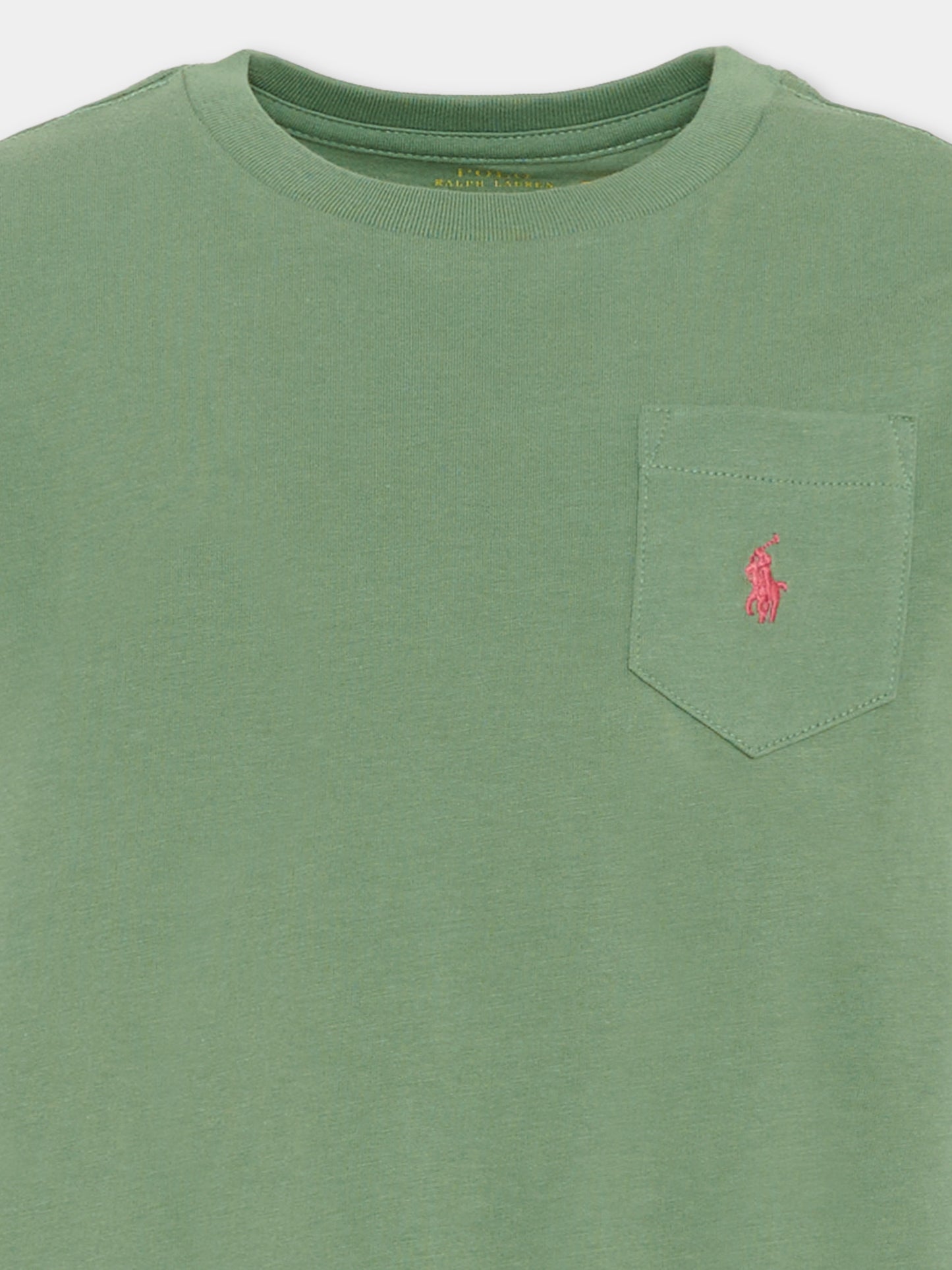 T-shirt verde per bambino con Pony,Ralph Lauren Kids,970333503
