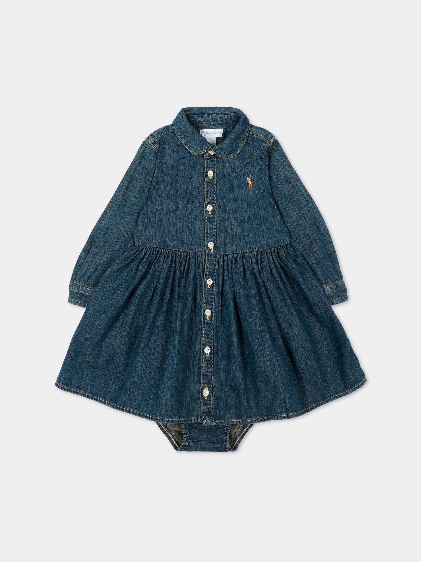 Vestito denim per neonata con logo,Ralph Lauren Kids,698860001