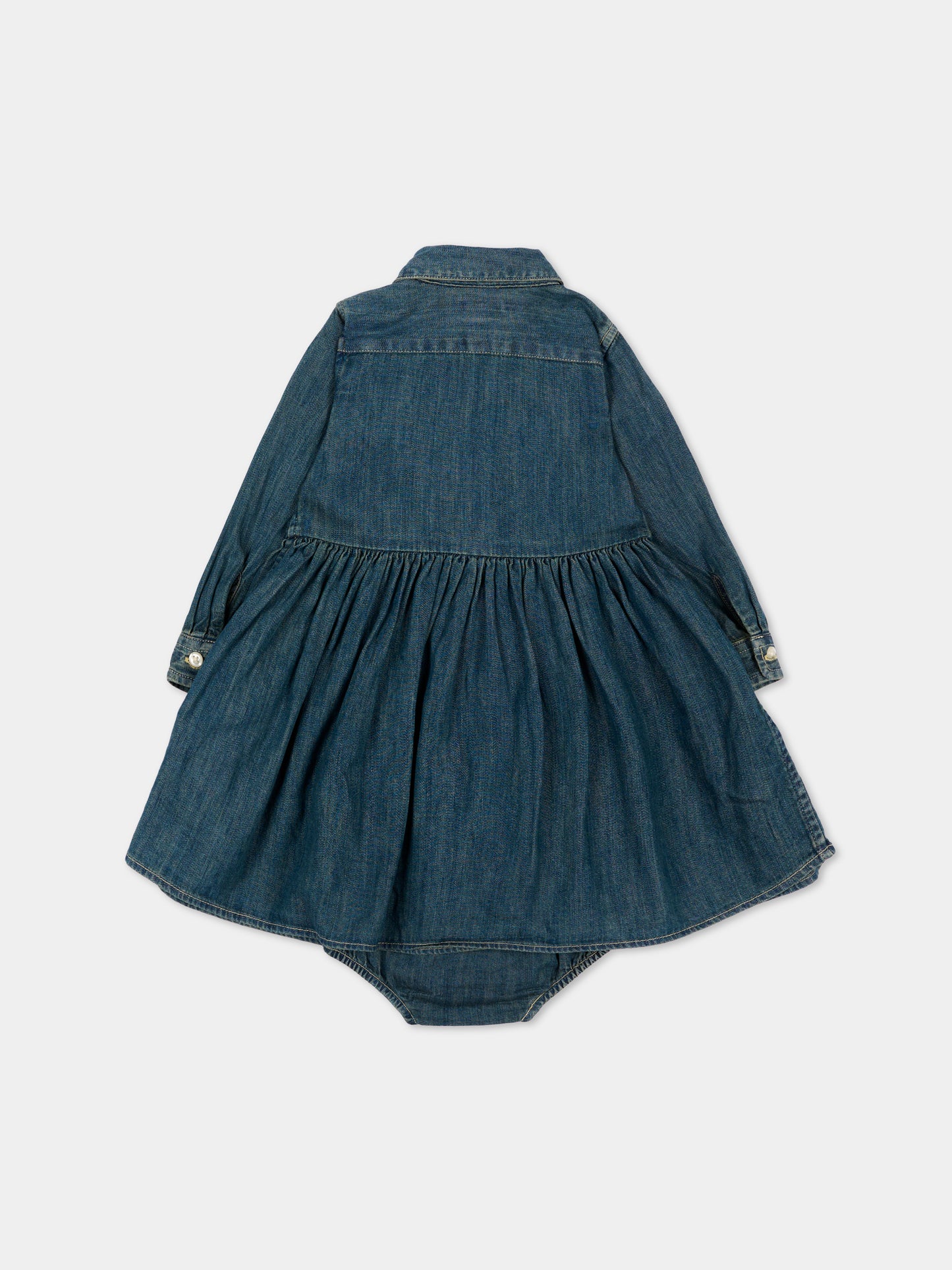 Vestito denim per neonata con logo,Ralph Lauren Kids,698860001