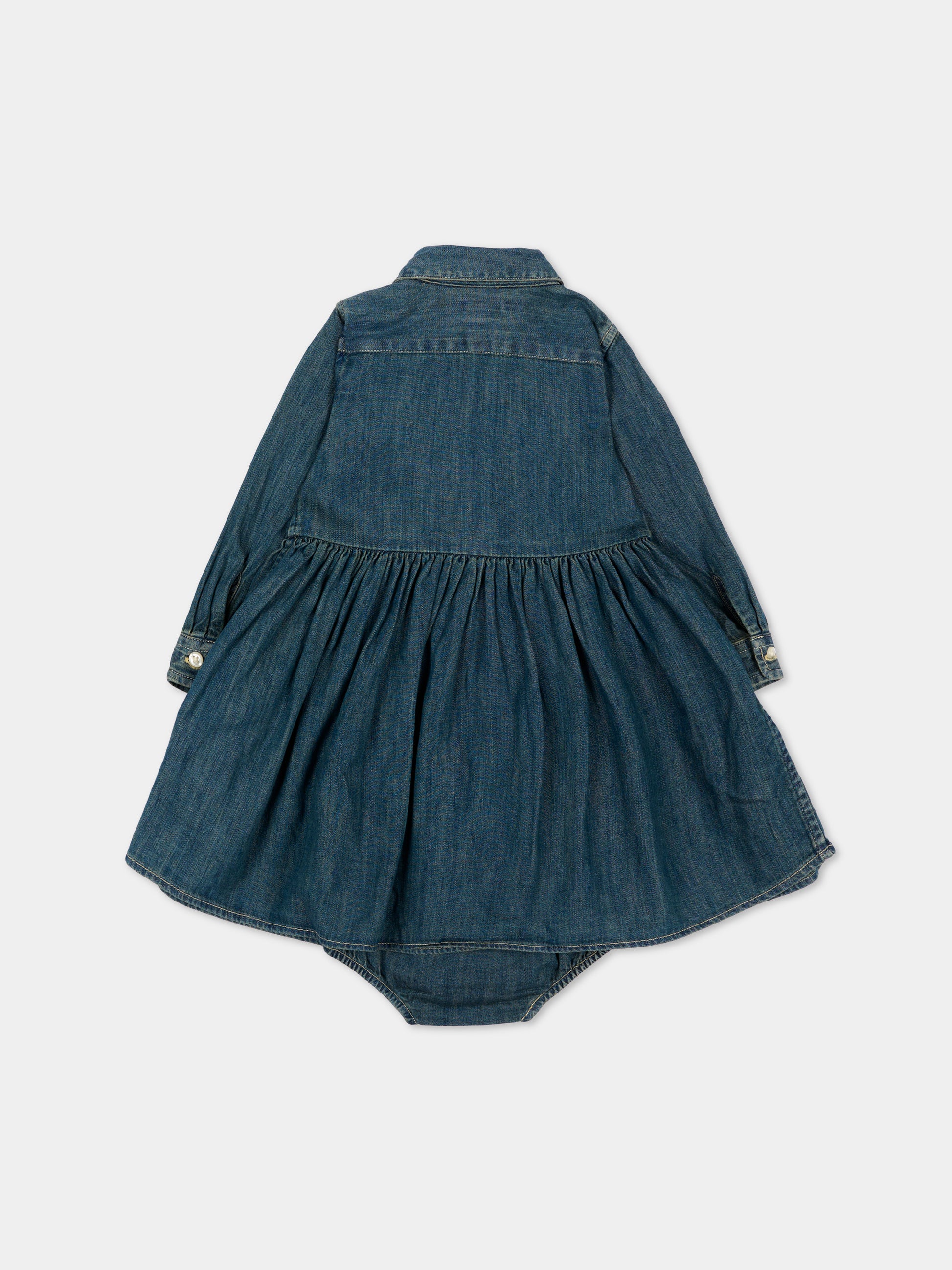 Vestito denim per neonata con logo,Ralph Lauren Kids,698860001