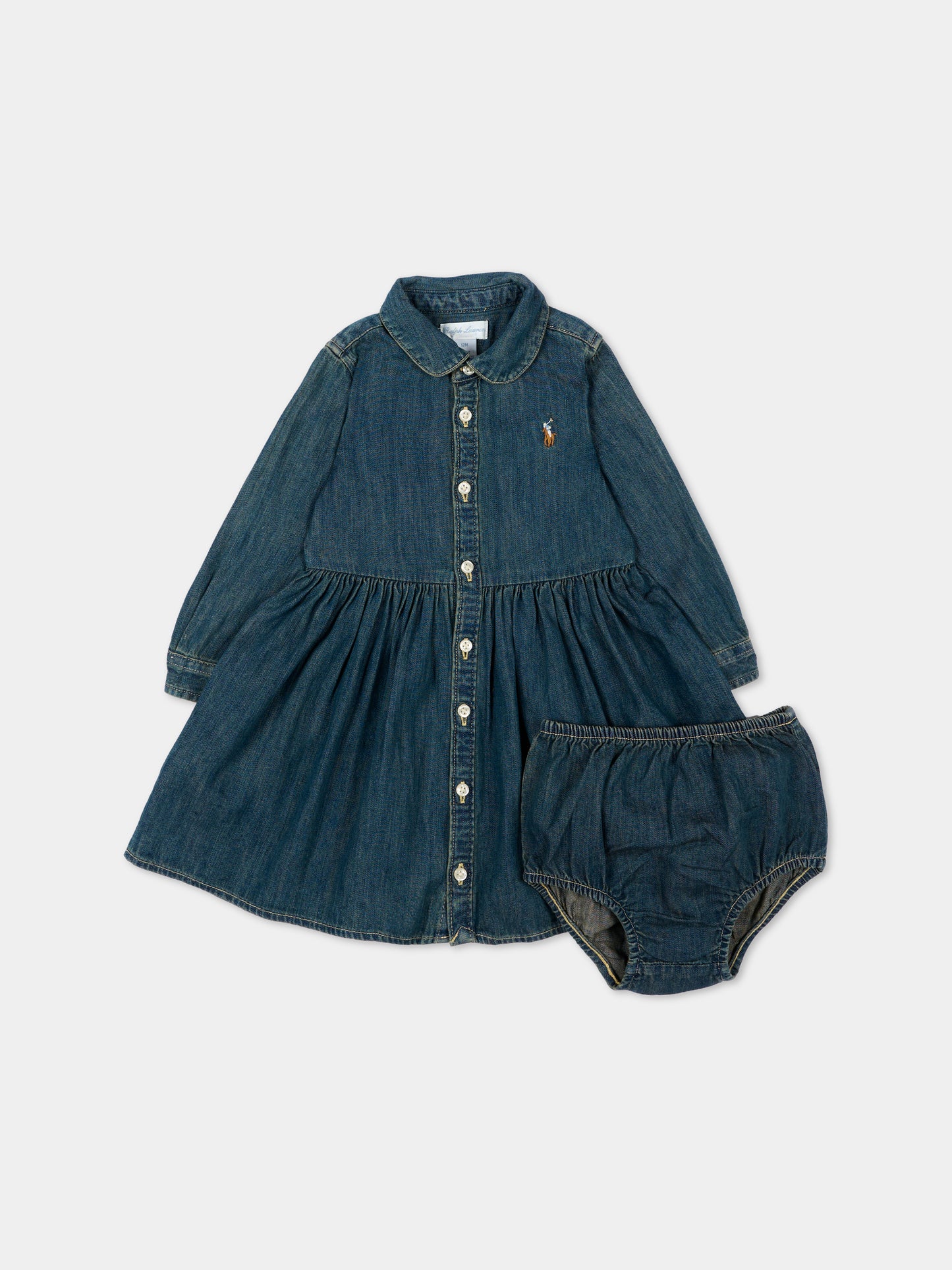 Vestito denim per neonata con logo,Ralph Lauren Kids,698860001