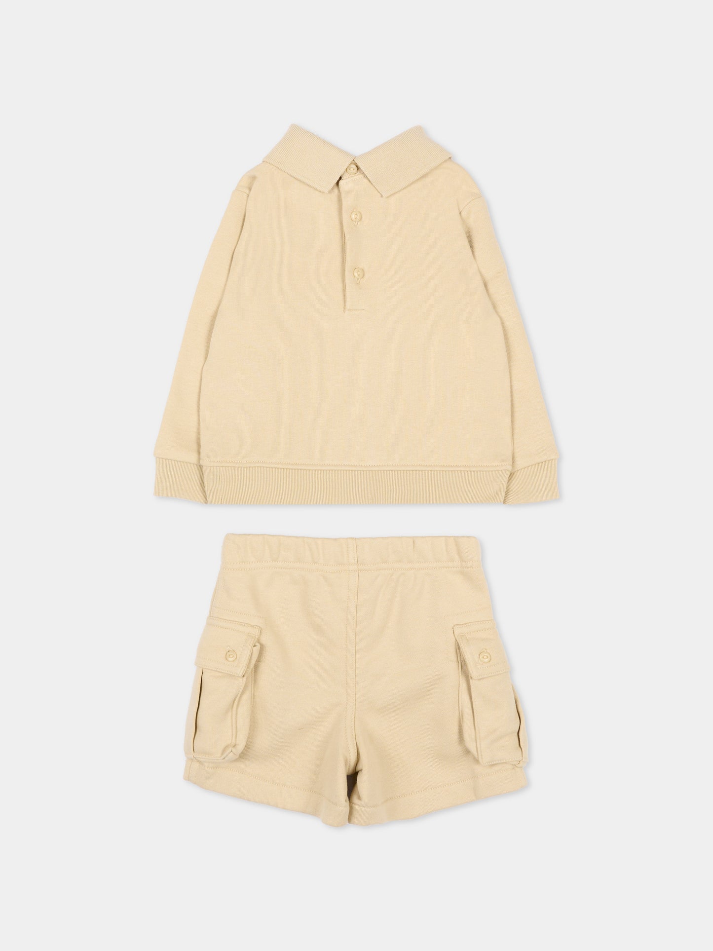 Completo sportivo lungo beige per neonato,Ralph Lauren Kids,B18460001