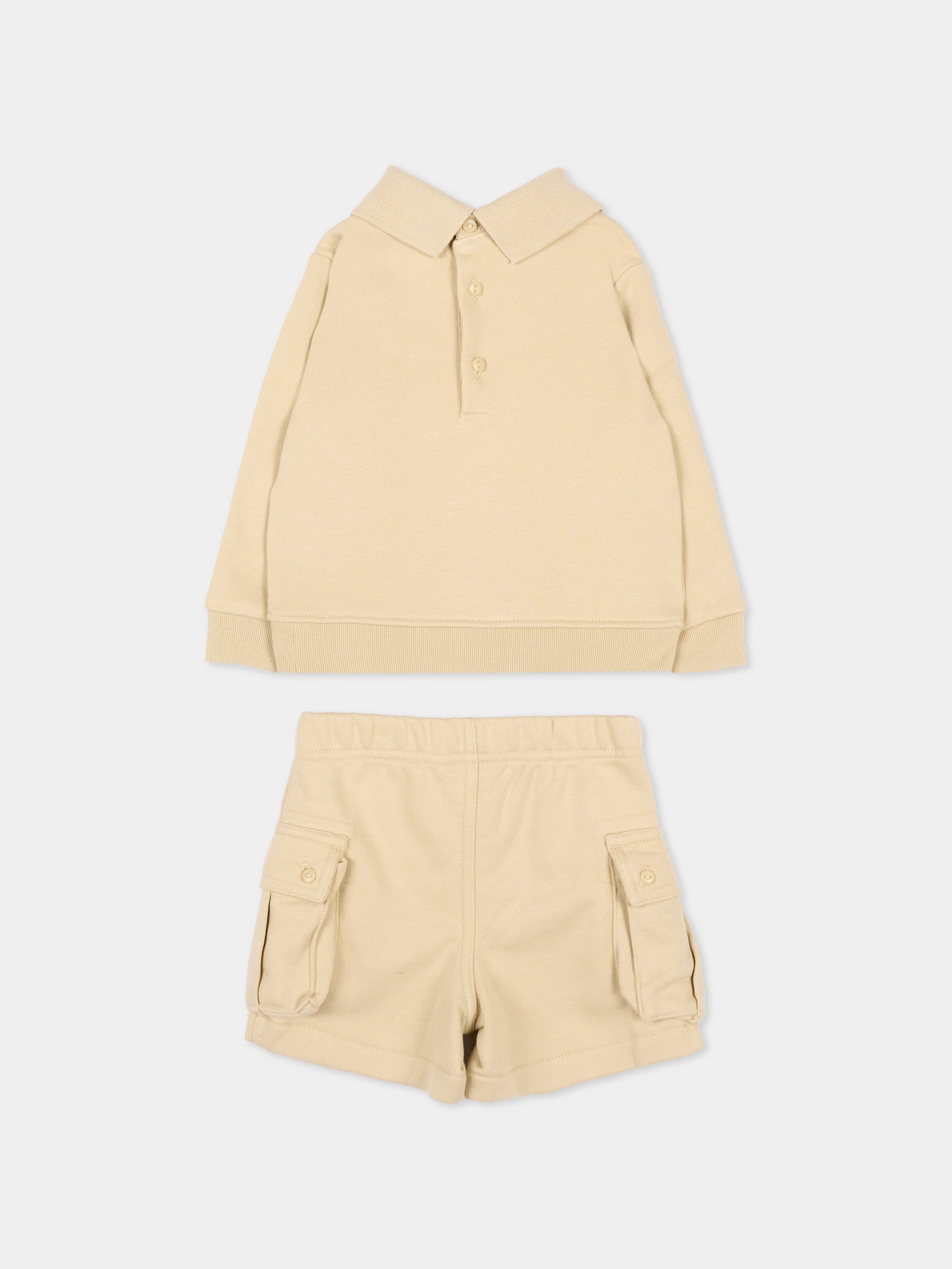 Completo sportivo lungo beige per neonato,Ralph Lauren Kids,B18460001