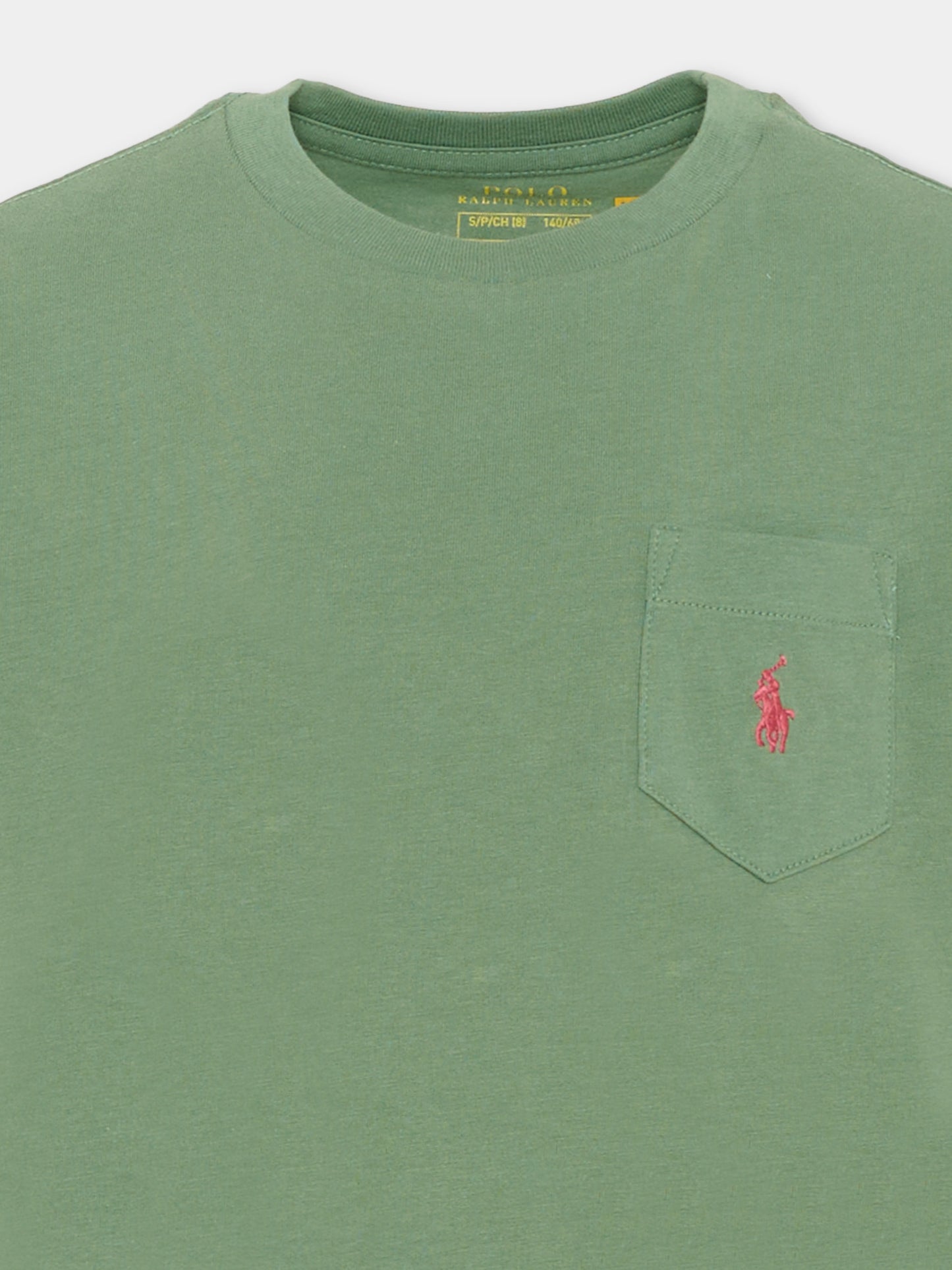 T-Shirt verde per bambino con Pony,Ralph Lauren Kids,970333507