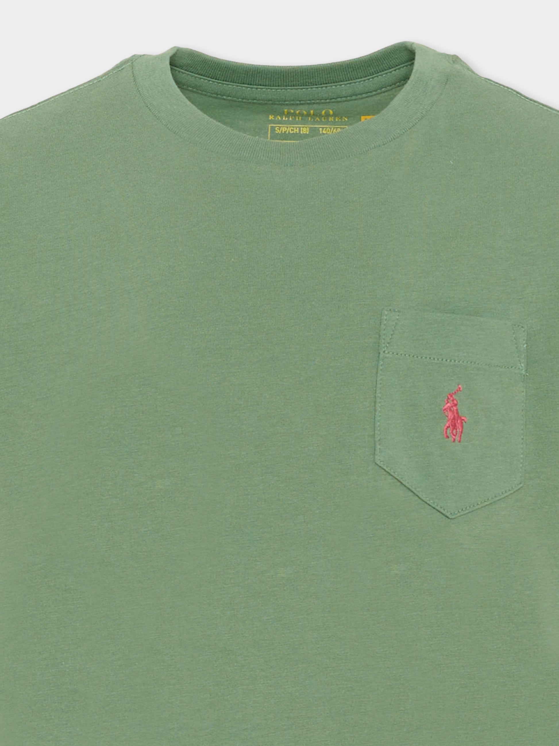 T-Shirt verde per bambino con Pony,Ralph Lauren Kids,970333507