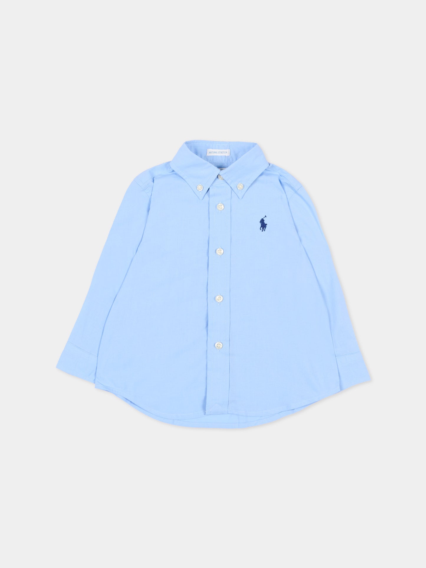 Camicia celeste per neonato con Pony,Ralph Lauren Kids,952199001