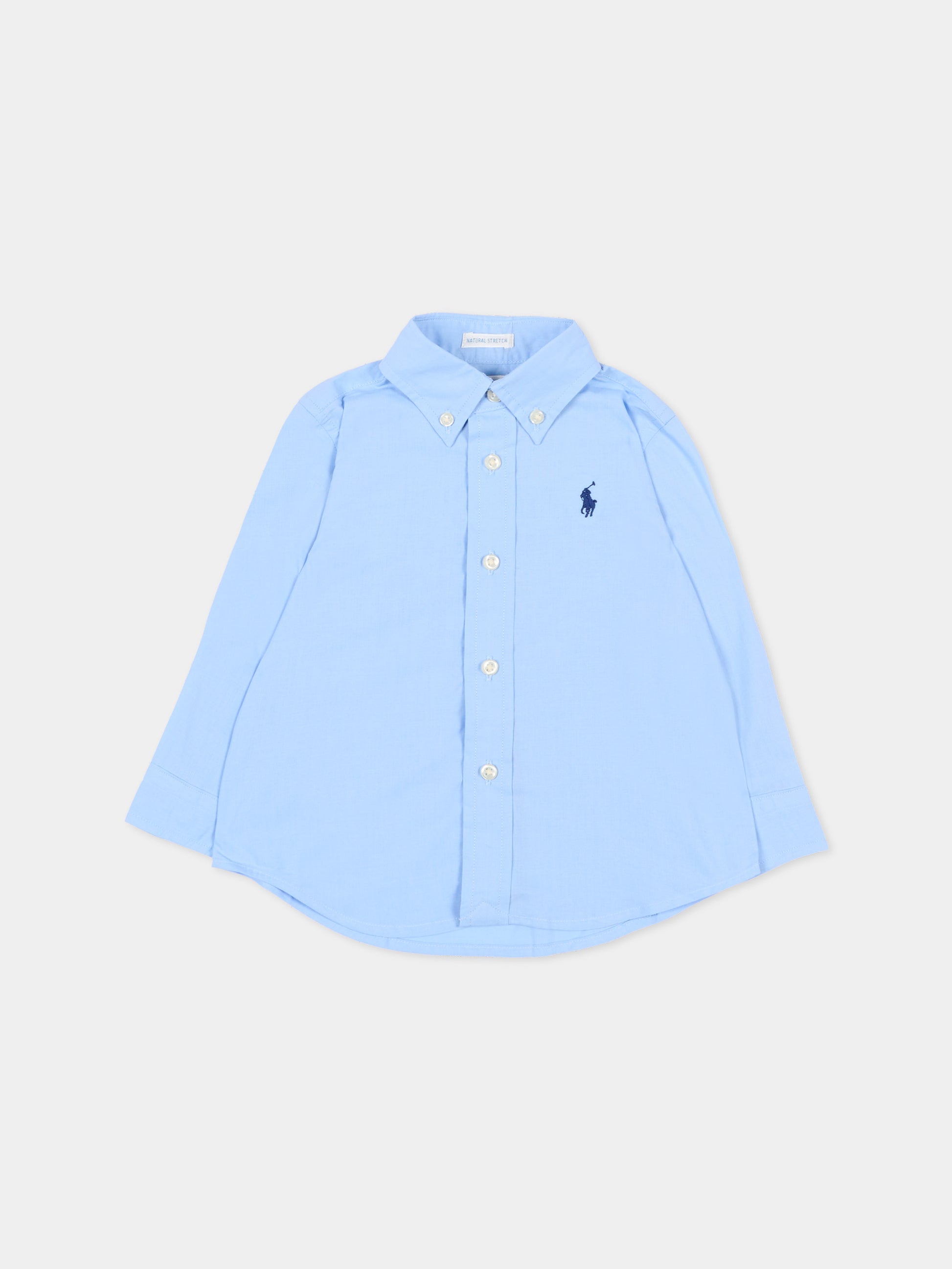 Camicia celeste per neonato con Pony,Ralph Lauren Kids,952199001