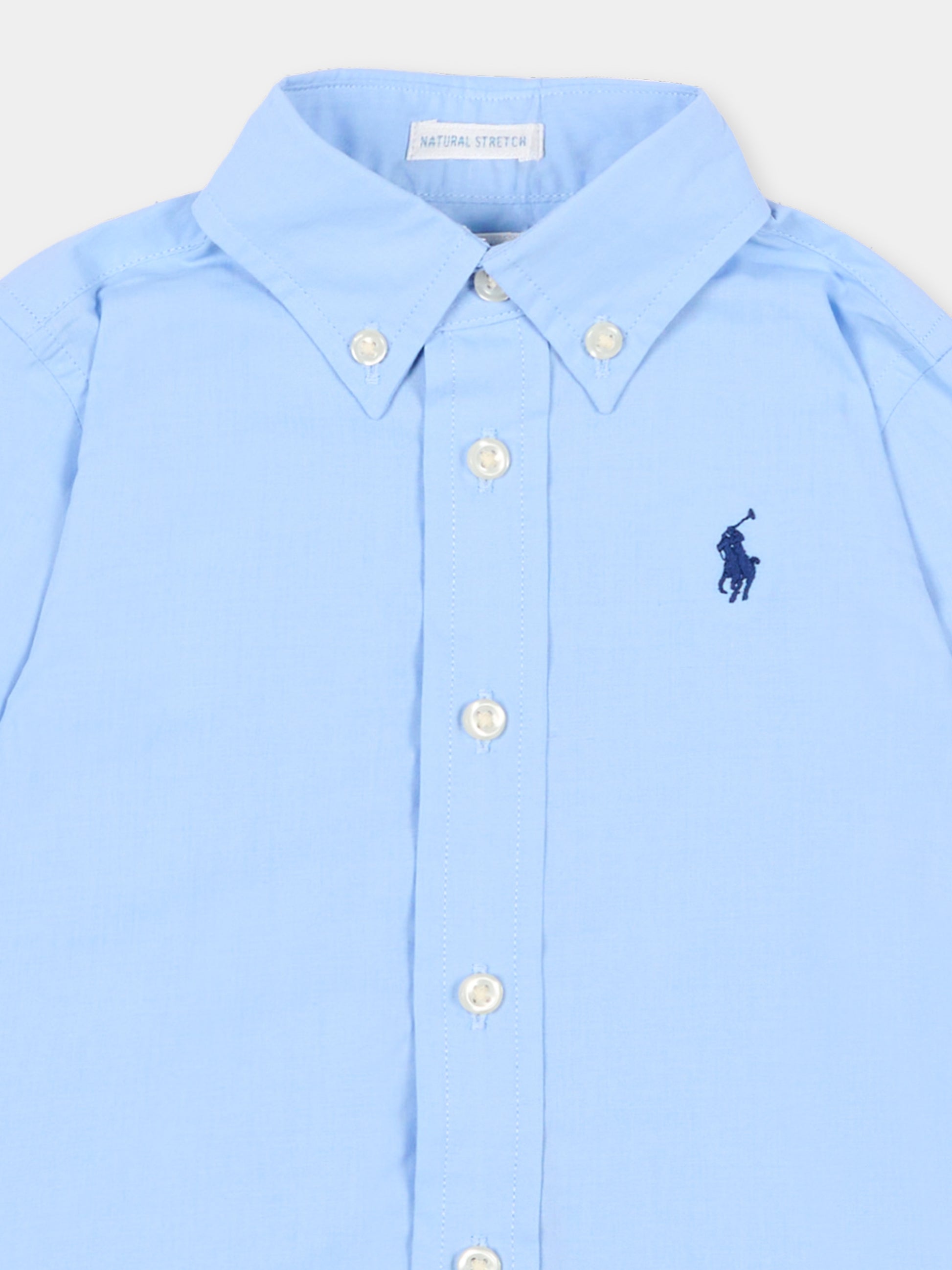 Camicia celeste per neonato con Pony,Ralph Lauren Kids,952199001