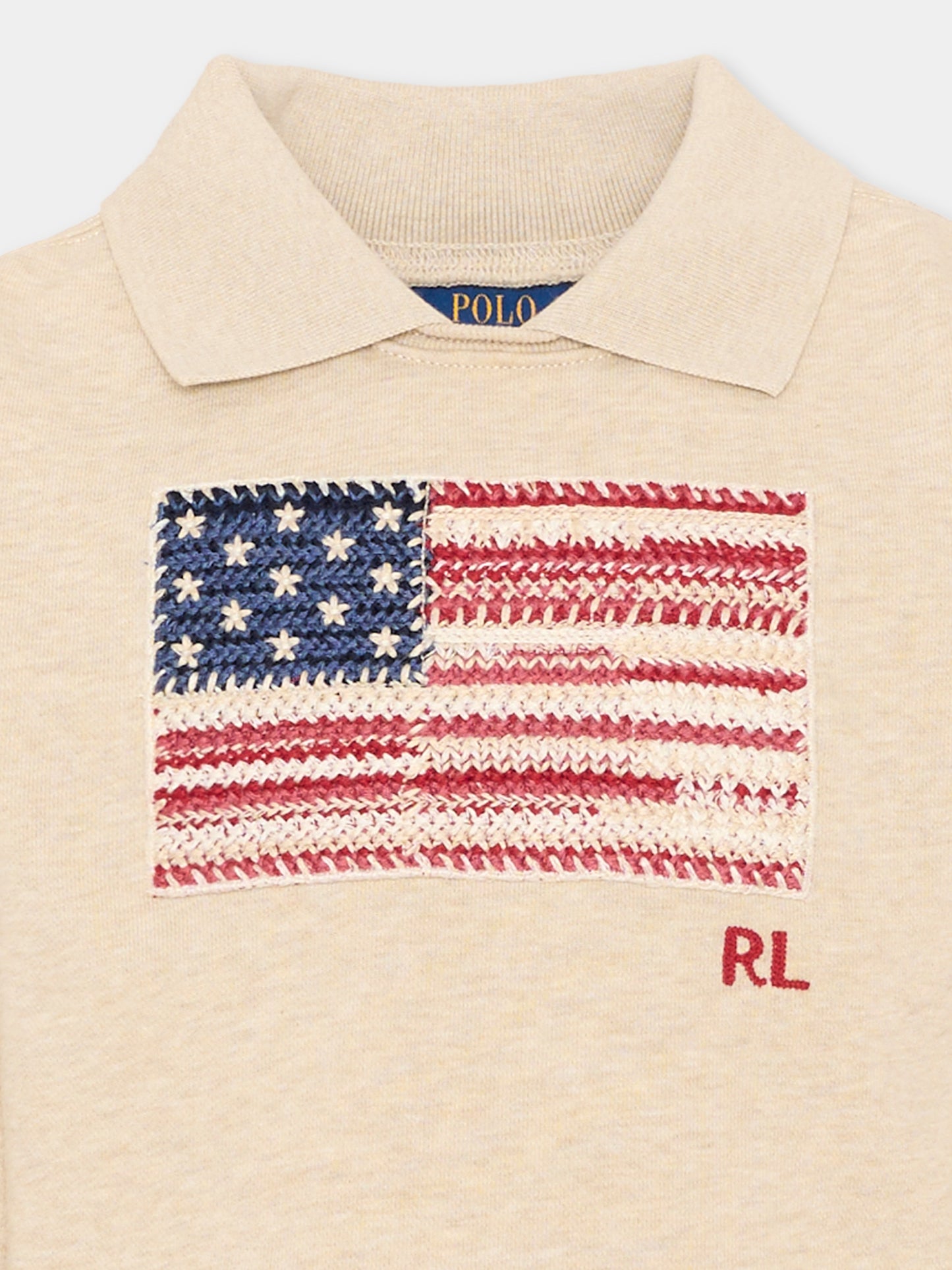 Felpa beige per bambini con bandiera,Ralph Lauren Kids,B19952001