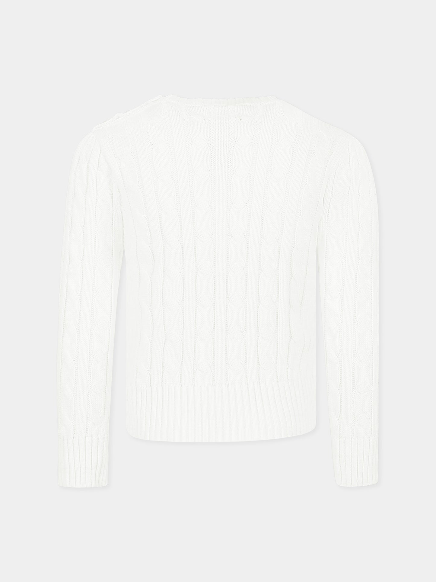Maglione bianco per bambina con cavallino,Ralph Lauren Kids,901316011