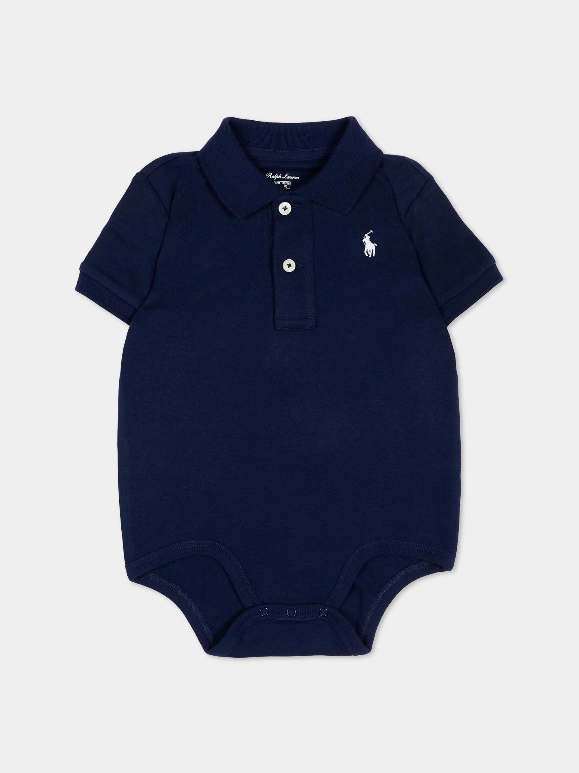 Body blu polo per neonato con Pony,Ralph Lauren Kids,735043003