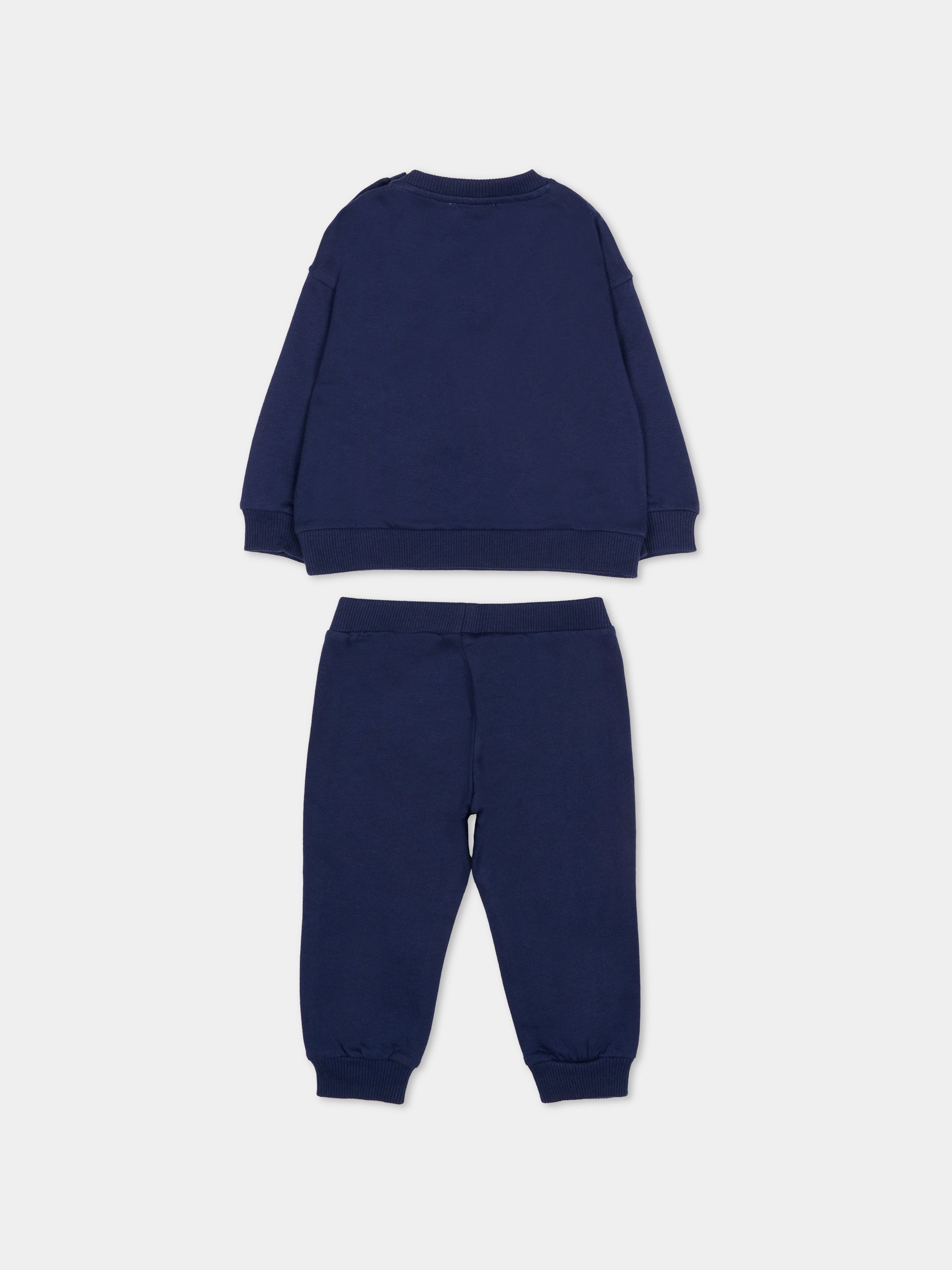 Completo blu per neonato con logo,Moschino Kids,MRK039 LCA60 40016