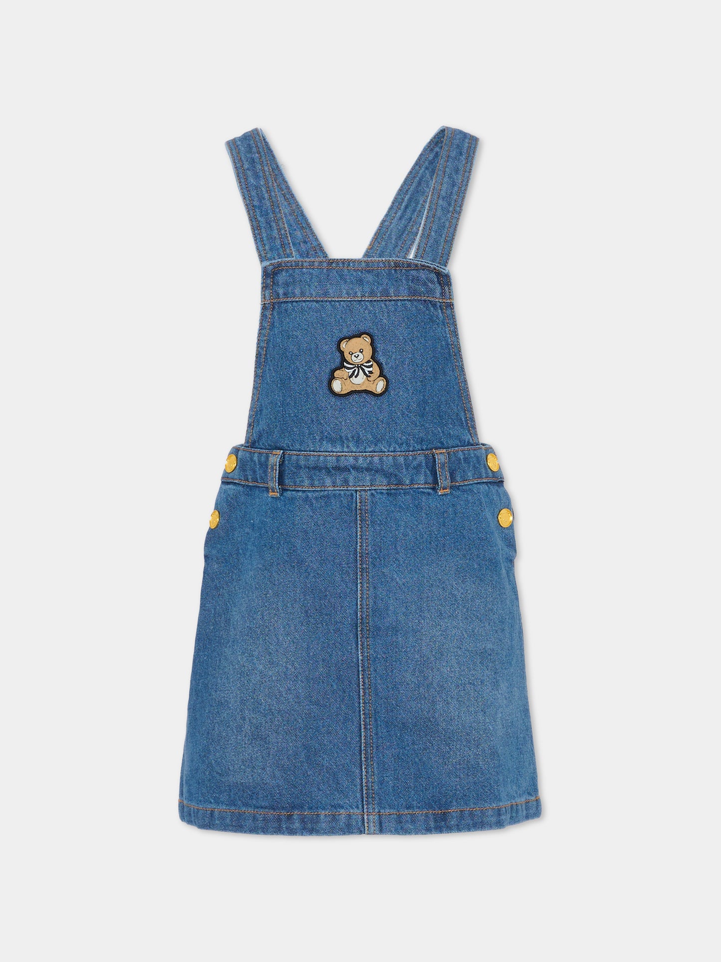Salopette denim per bambina con Teddy Bear,Moschino Kids,HDJ03V L0E29 40139