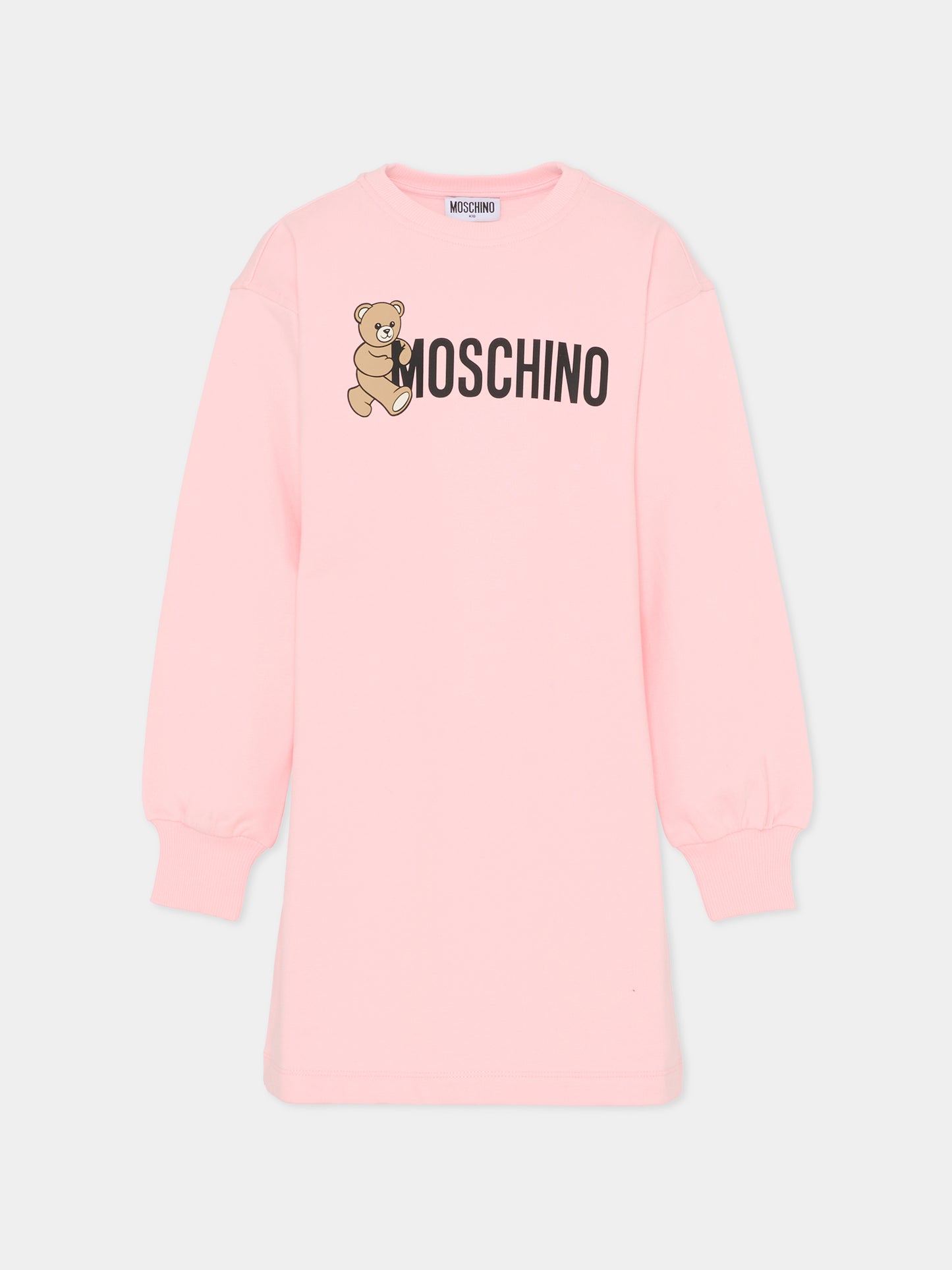 Vestito rosa per bambina con Teddy Bear,Moschino Kids,HDV0GY LCA83 50209