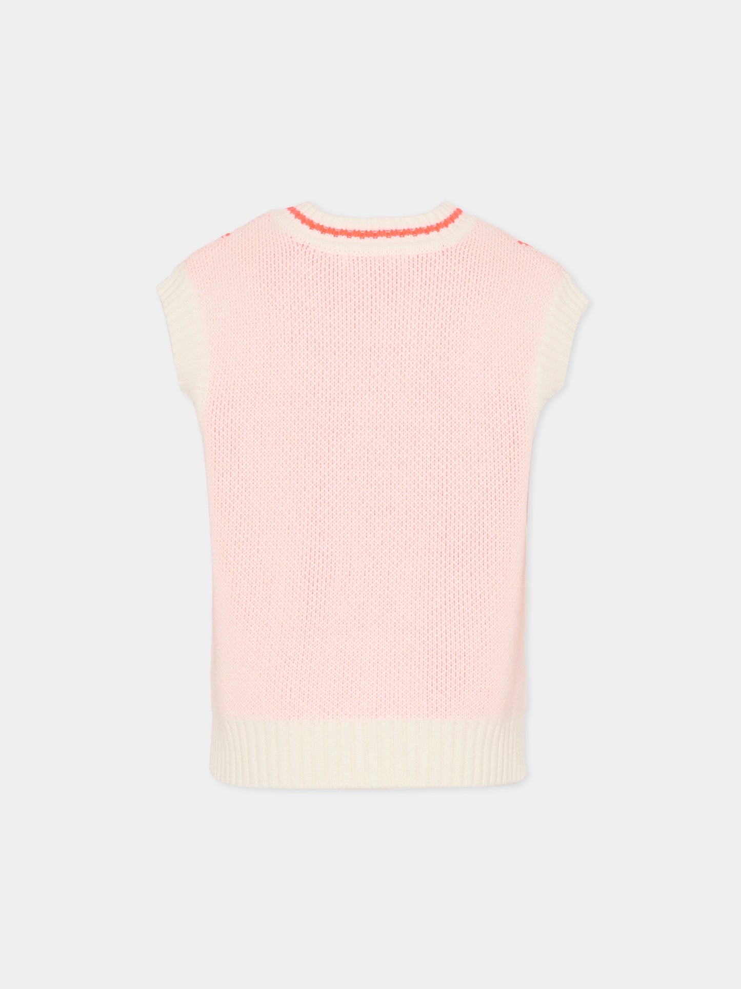 Gilet avorio per bambina con cuori arancioni,Billieblush,U21215 121