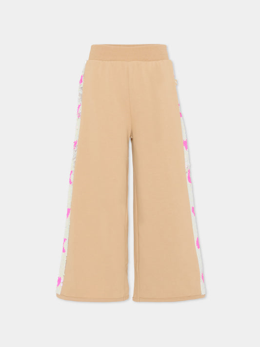 Pantaloni beige per bambina con paillettes,Billieblush,U21336 215