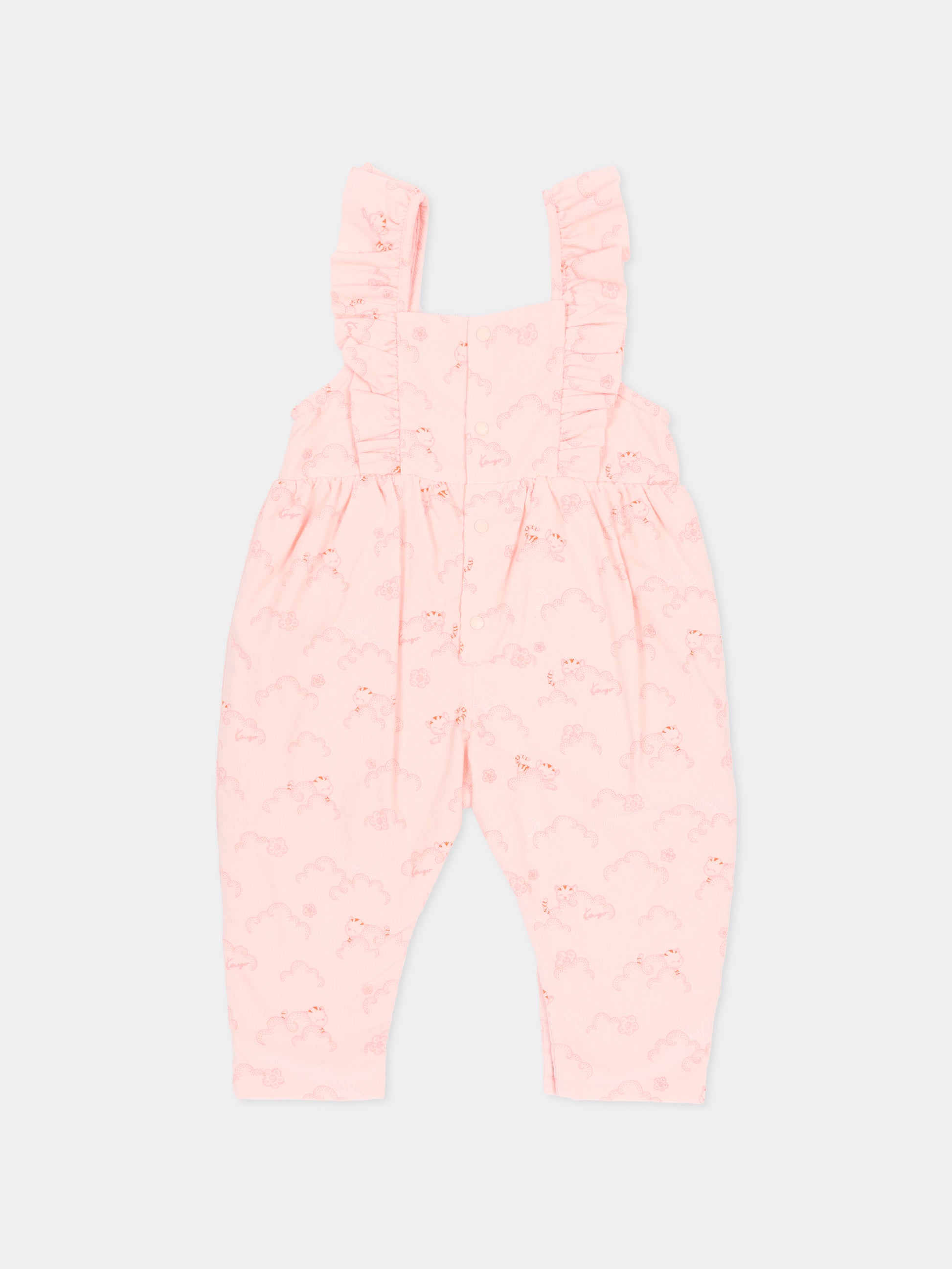 Salopette rosa per neonata con gatto,Kenzo Kids,K61233 46T