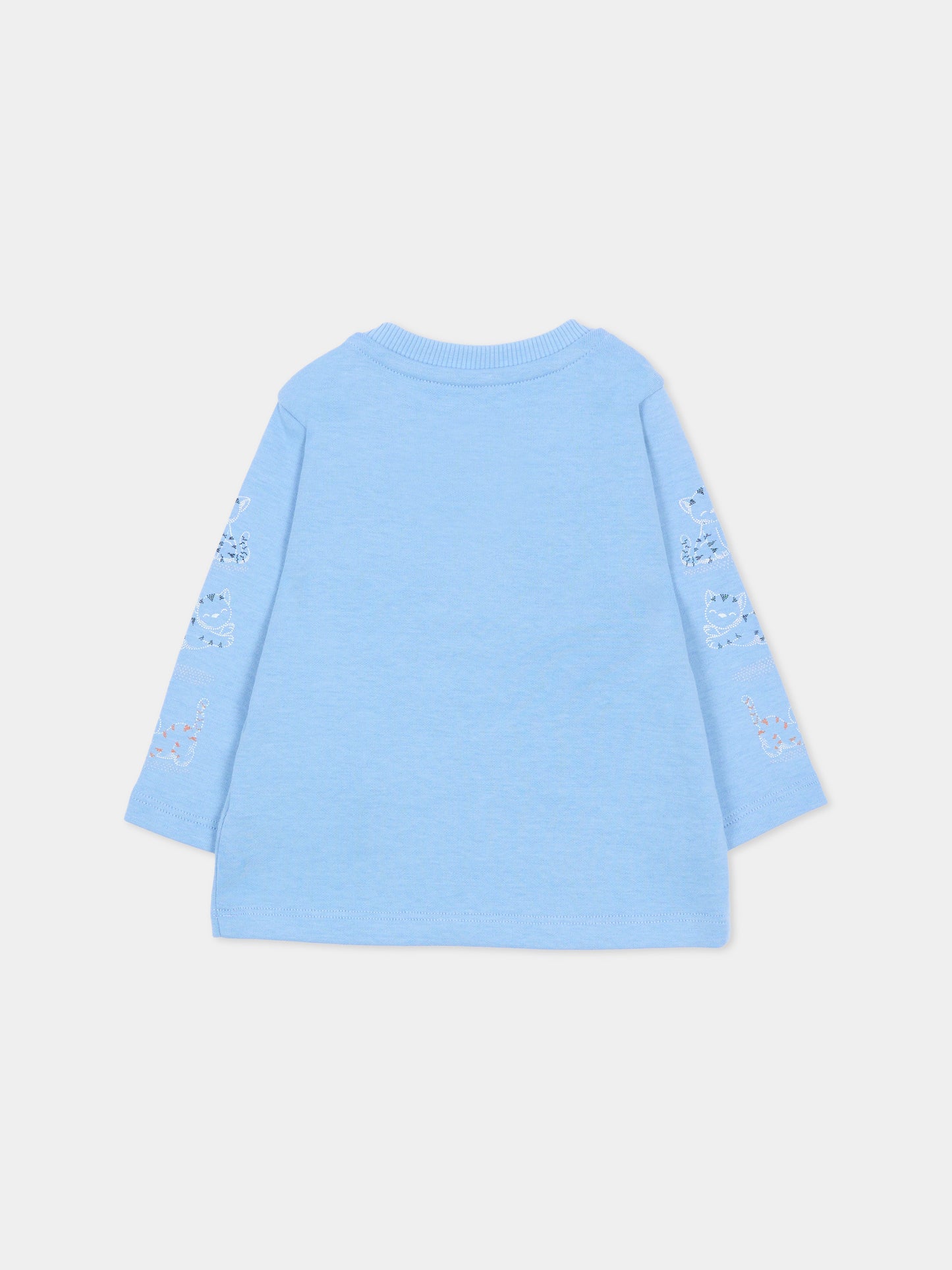 Salopette celeste per neonato con gatto,Kenzo Kids,K61239 77A