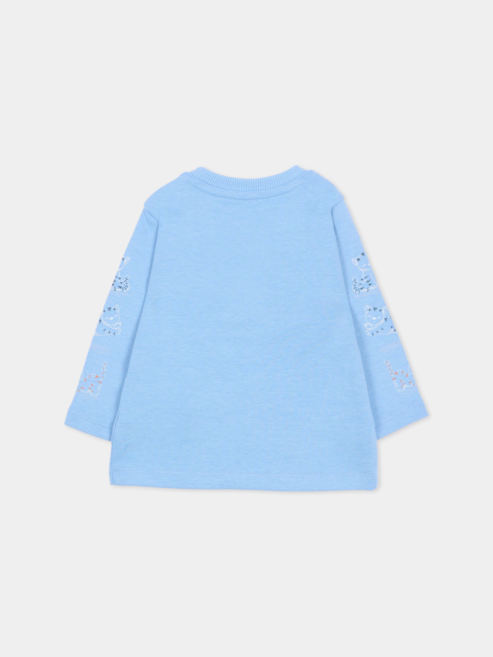 Salopette celeste per neonato con gatto,Kenzo Kids,K61239 77A