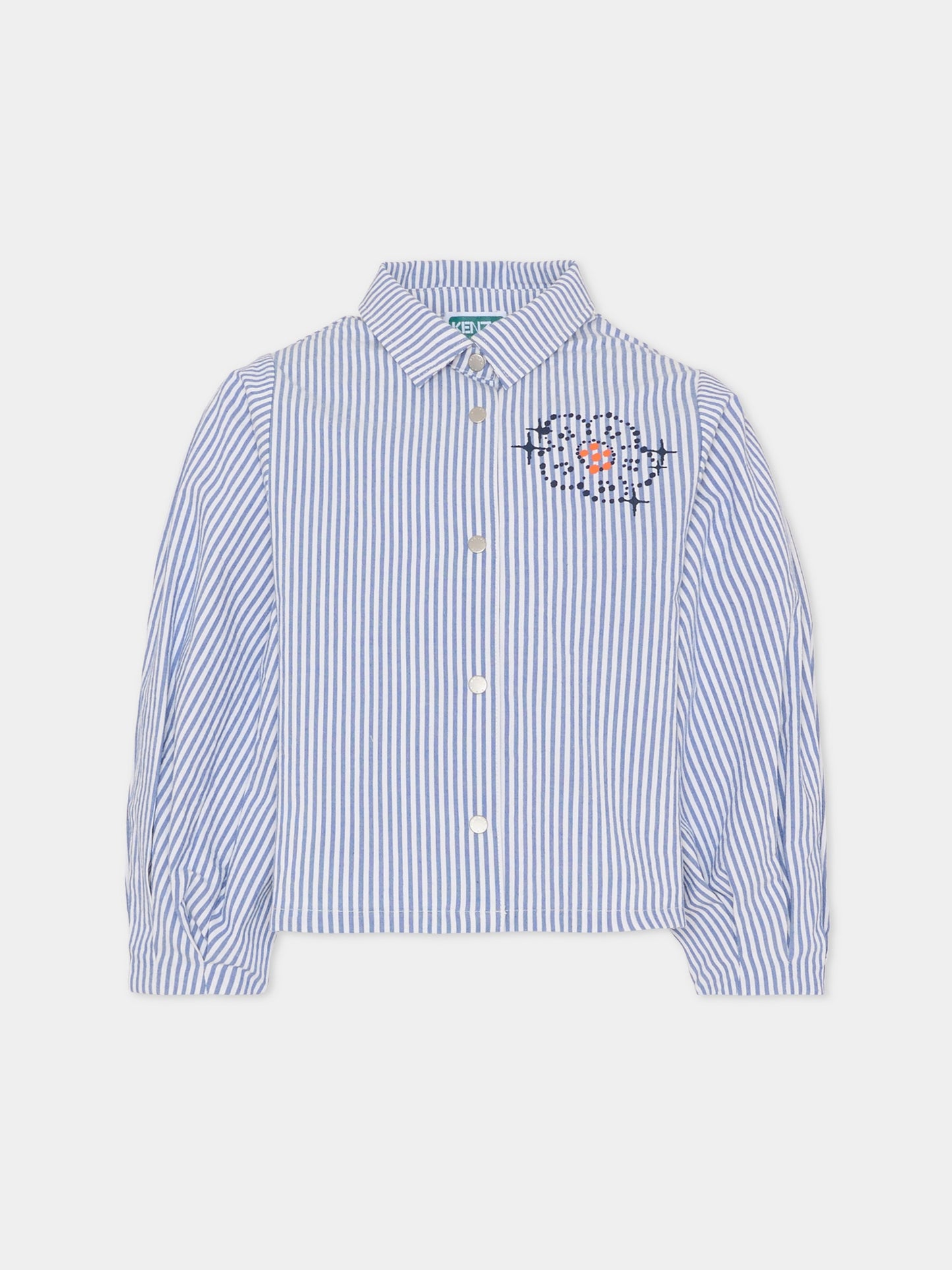 Camicia blu per bambina con logo,Kenzo Kids,K61311 780