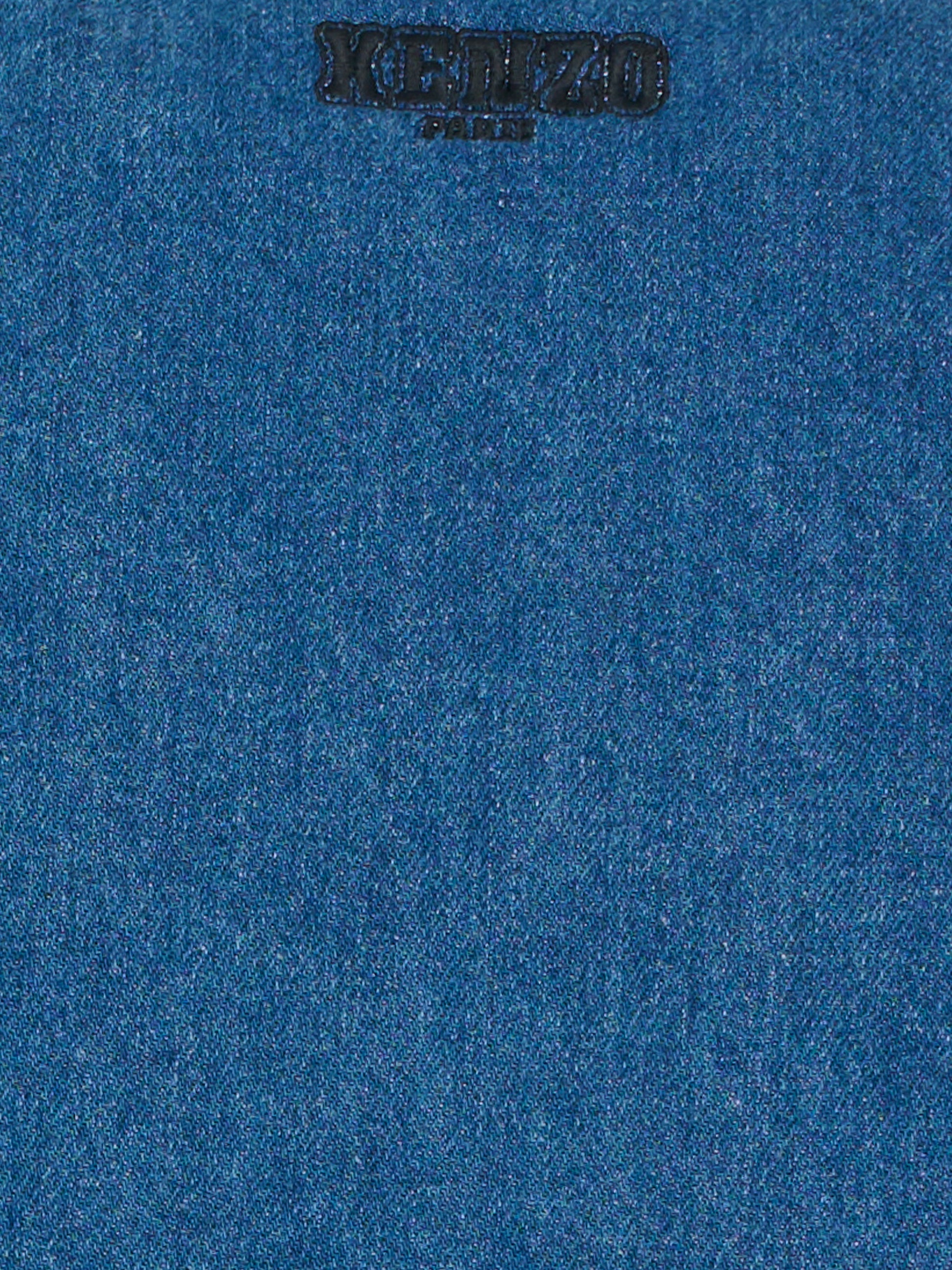 Camicia denim blu per bambina con tigre e logo,Kenzo Kids,K61398 Z27