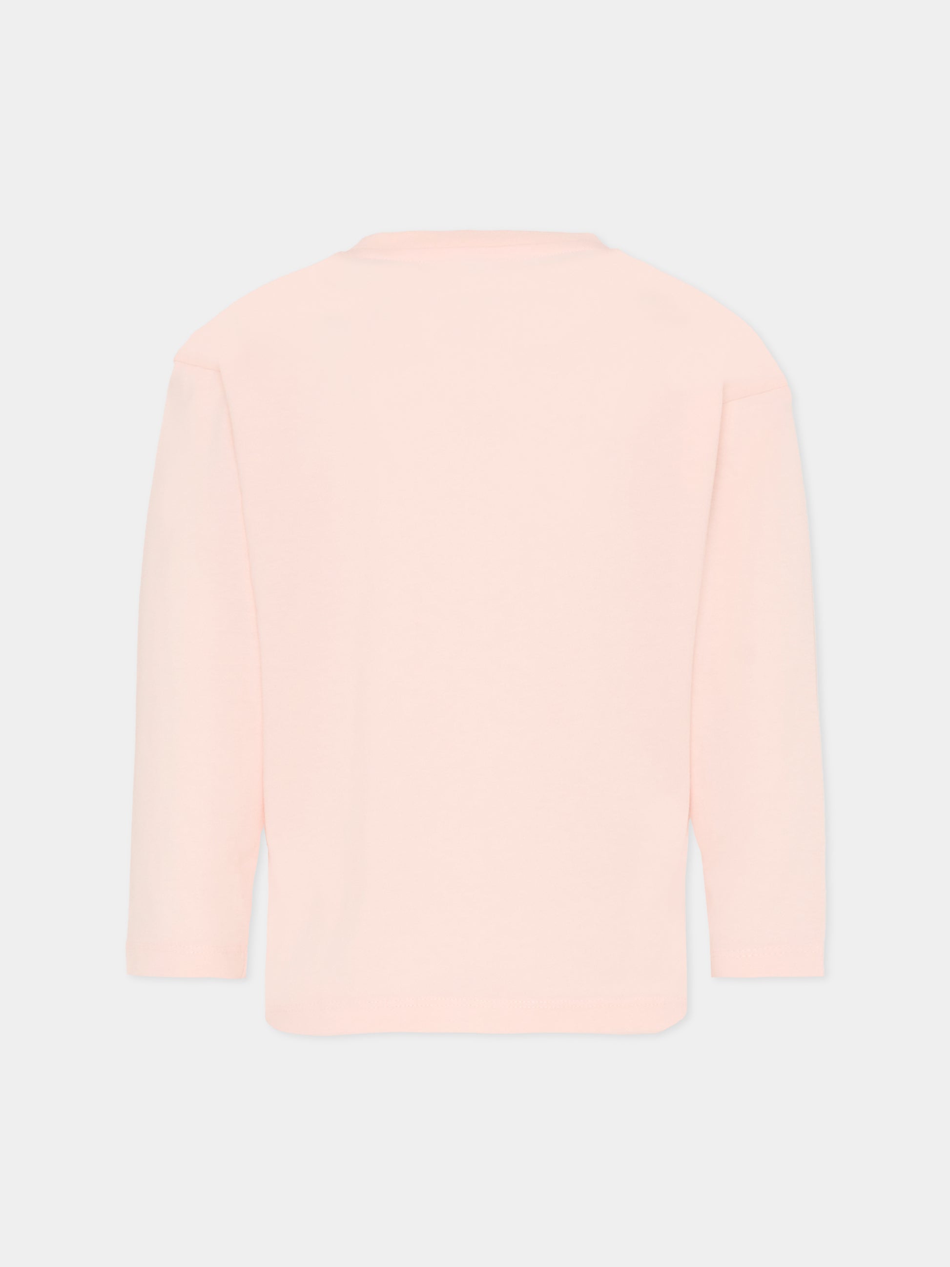 T-shirt rosa per bambina con papaveri,Kenzo Kids,K61372 46M