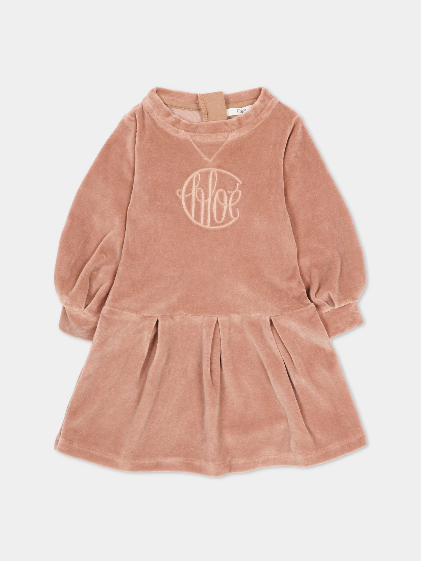 Vestito rosa per neonata con logo,Chloé Kids,C20717 244