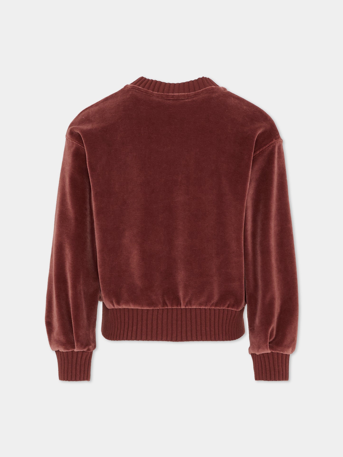 Felpa bordeaux per bambina con logo rosa,Chloé Kids,C20648 958