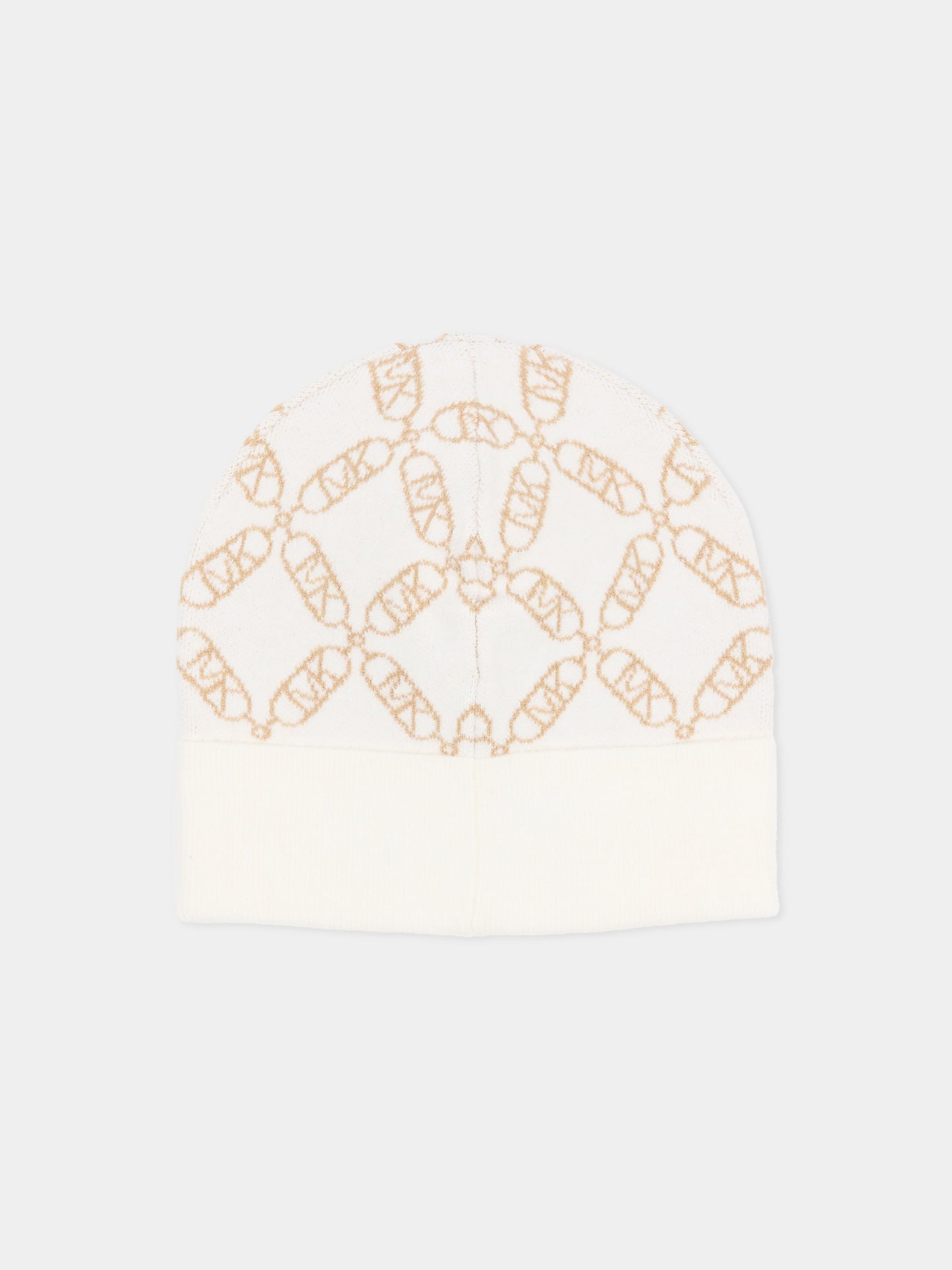 Berretto avorio per bambina con logo all over,Michael Kors,R30520 117