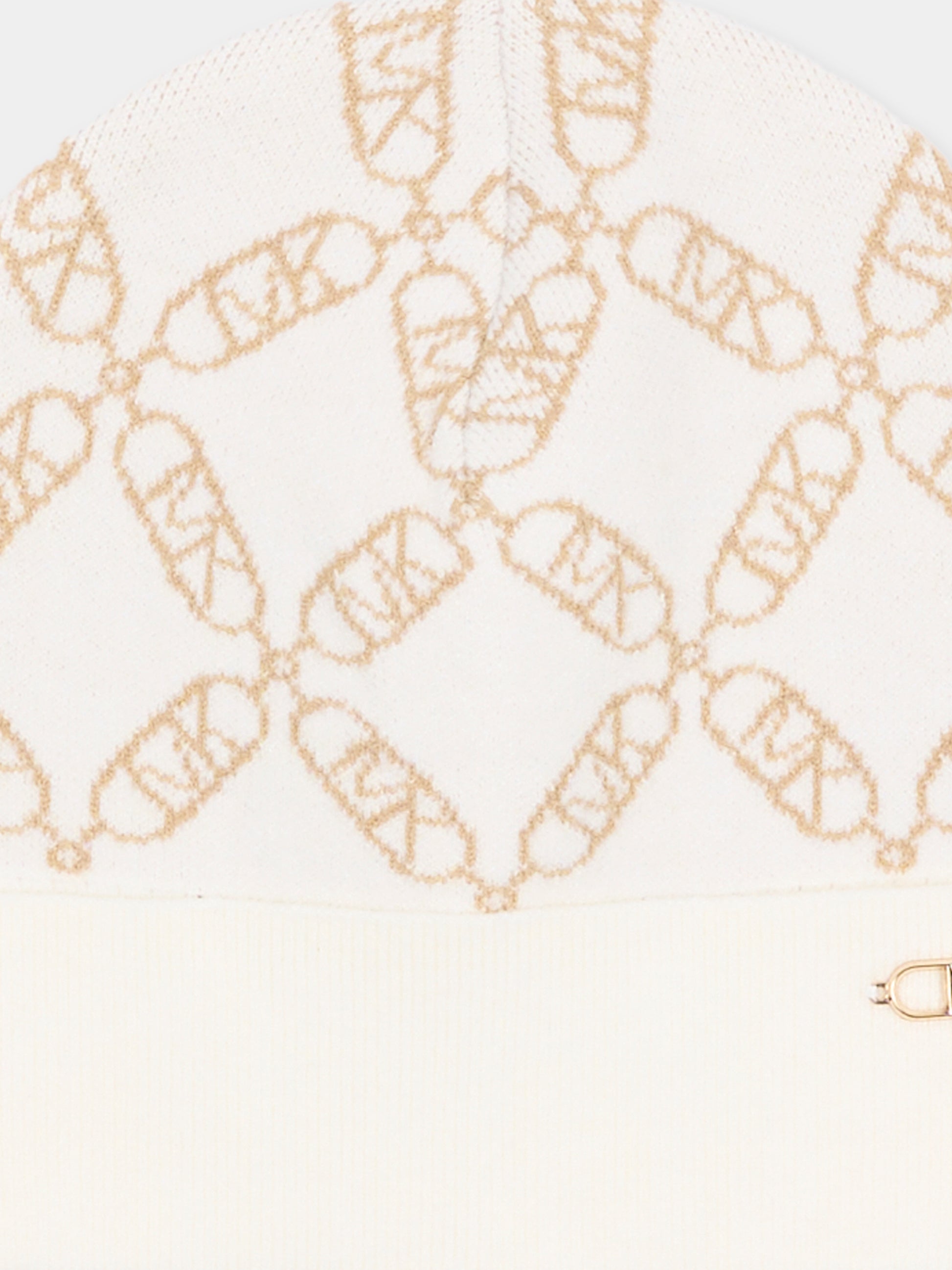 Berretto avorio per bambina con logo all over,Michael Kors,R30520 117